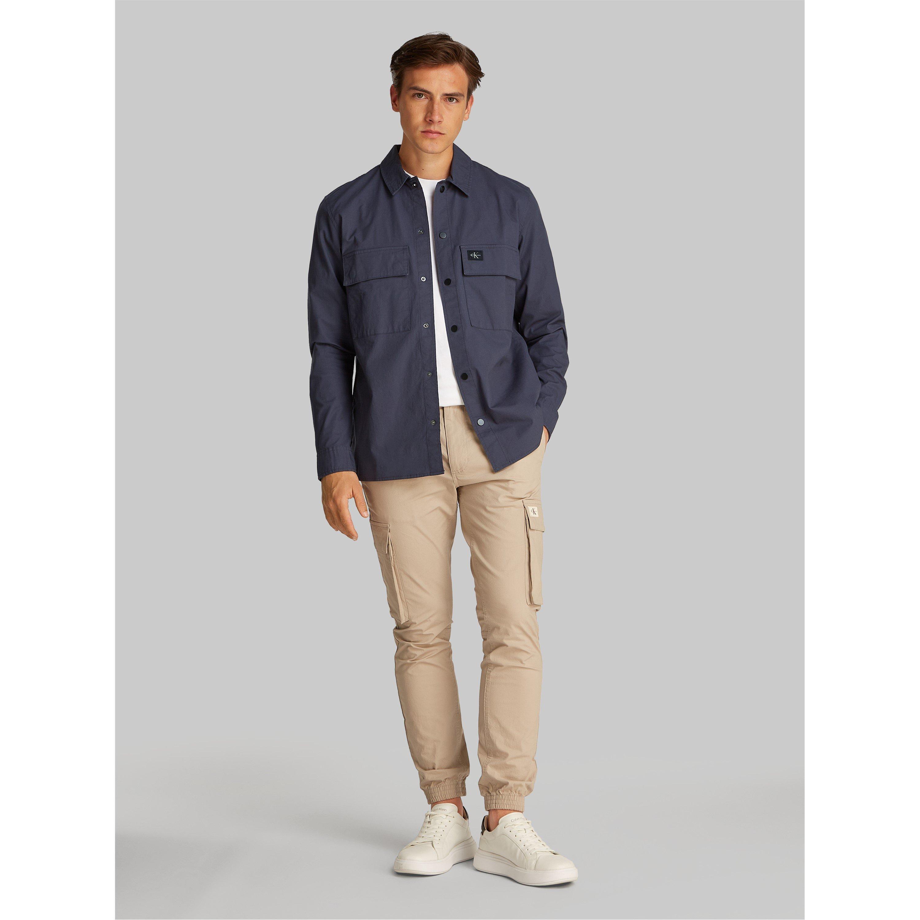 India Ink - Calvin Klein Jeans - Men's Cargo Cotton Long Sleeve Relaxed Fit Overshirt - 7