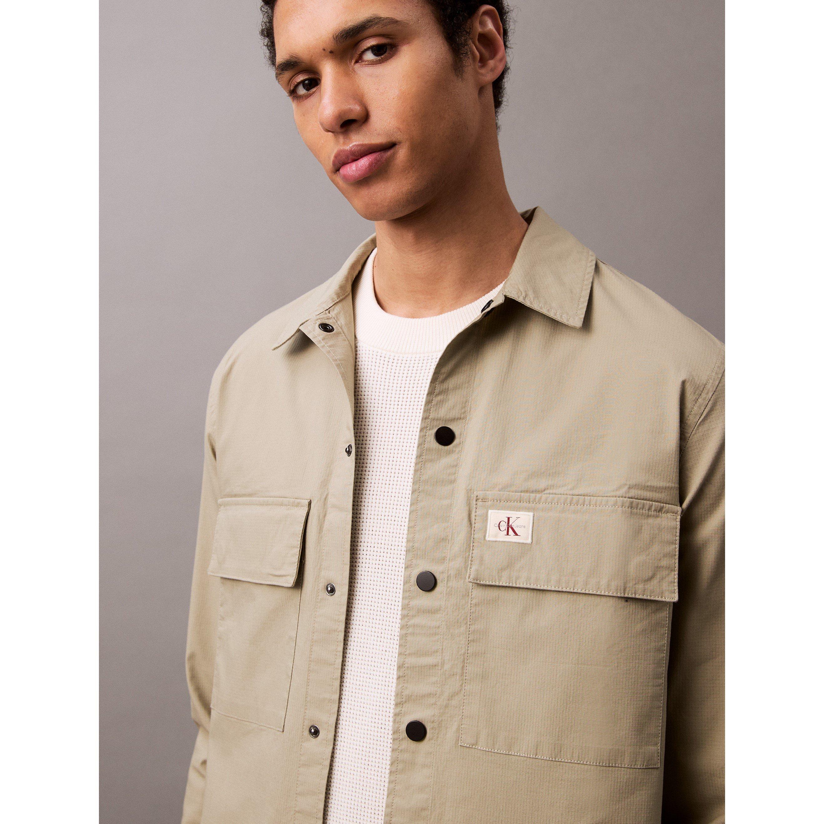 Laurel Oak - Calvin Klein Jeans - Men's Cargo Cotton Long Sleeve Relaxed Fit Overshirt - 4
