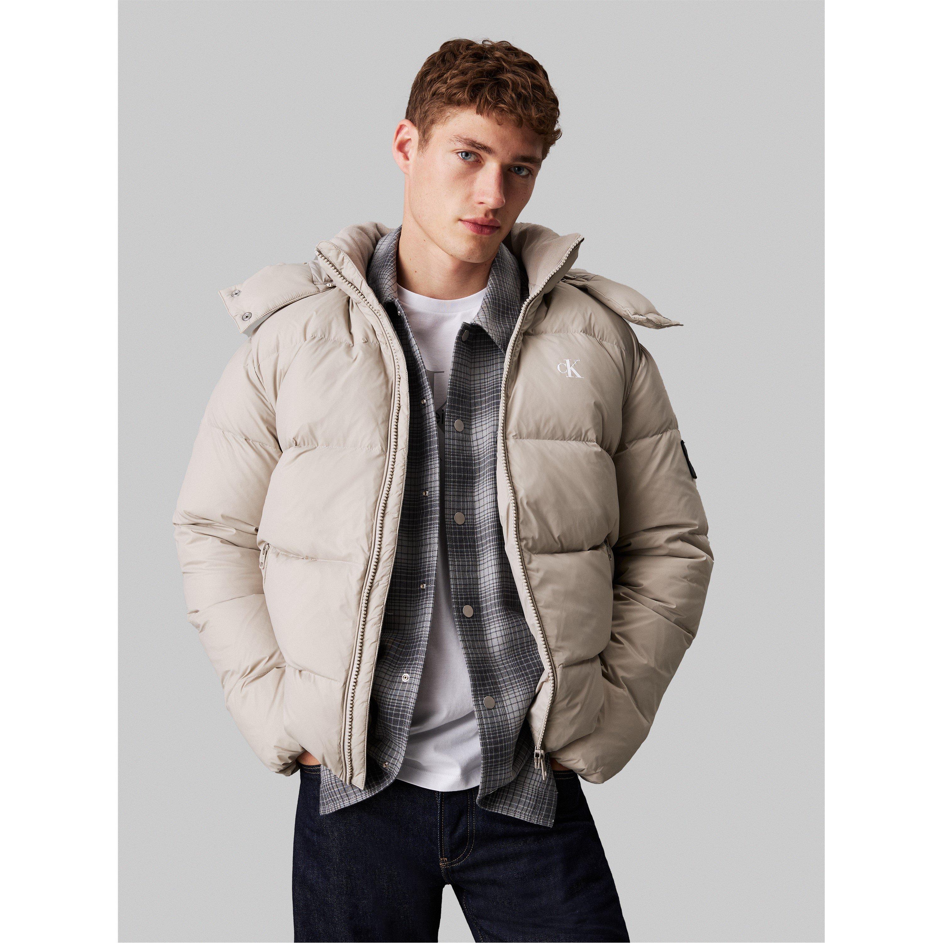 Flint Gray - Calvin Klein Jeans - Men's Essential Down Recycled Down Short Puffer Jacket - 1