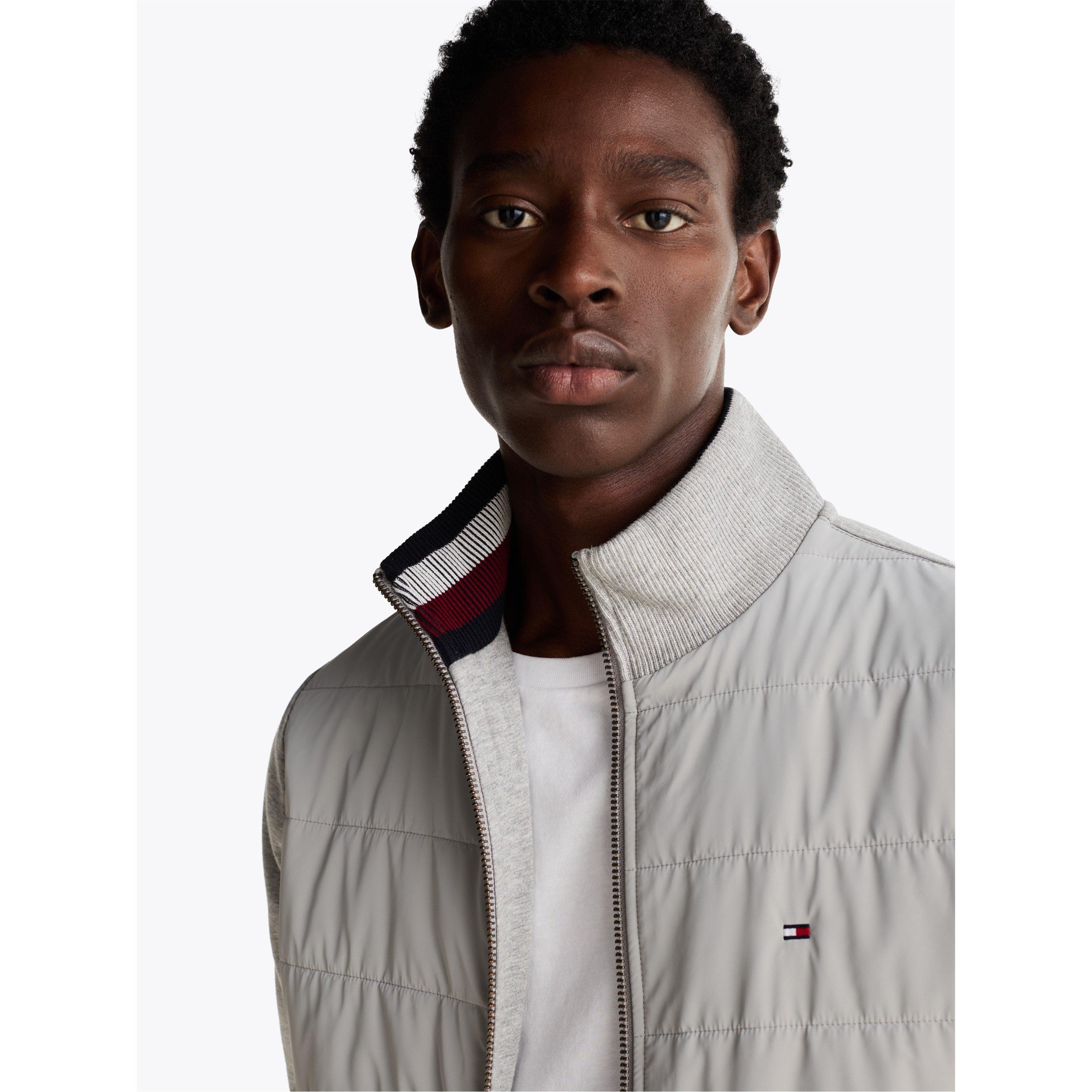 Grey Heather - Tommy Hilfiger - Men's Cotton Long Sleeve Zip Hybrid Jacket - 2