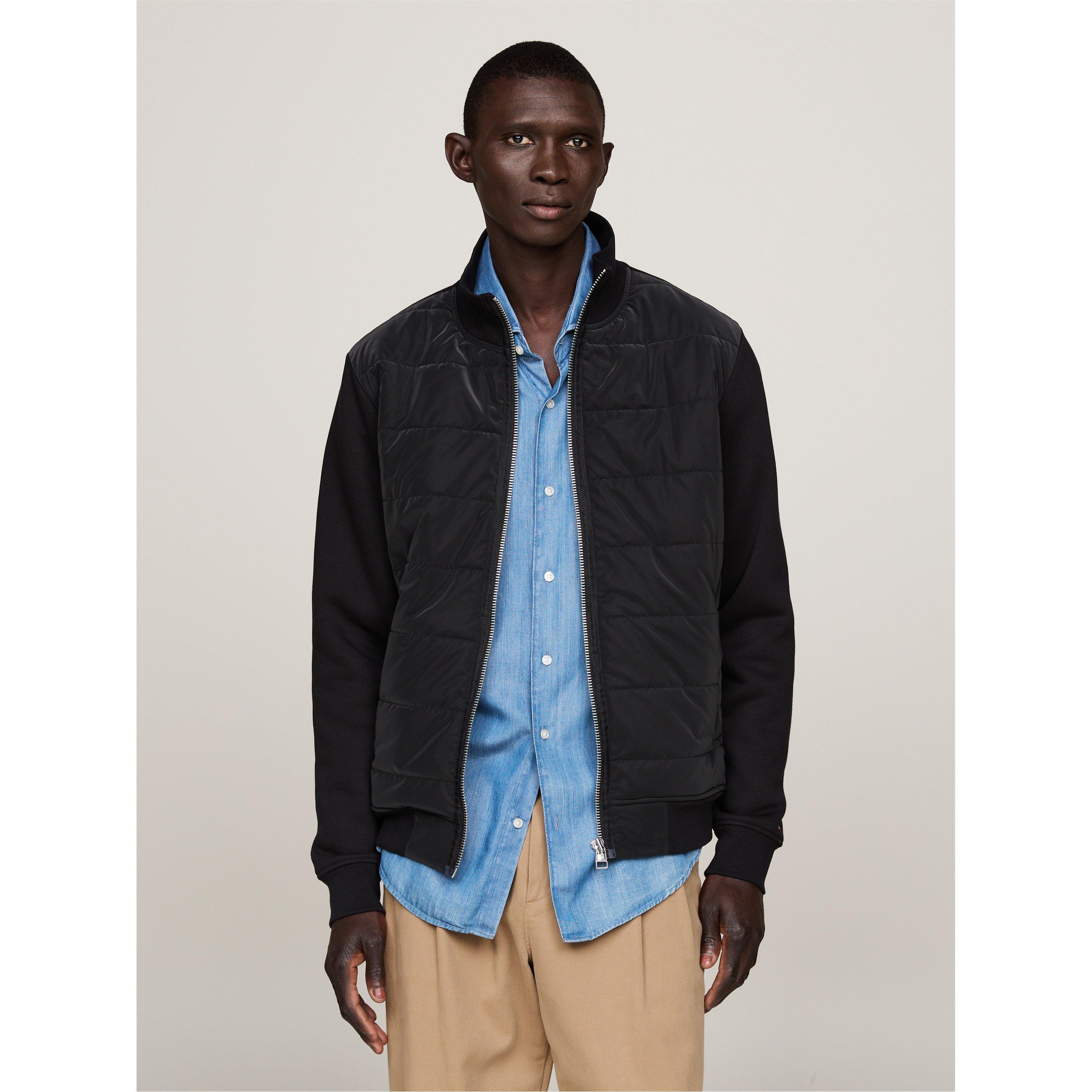 Black - Tommy Hilfiger - Men's Cotton Long Sleeve Zip Hybrid Jacket - 2