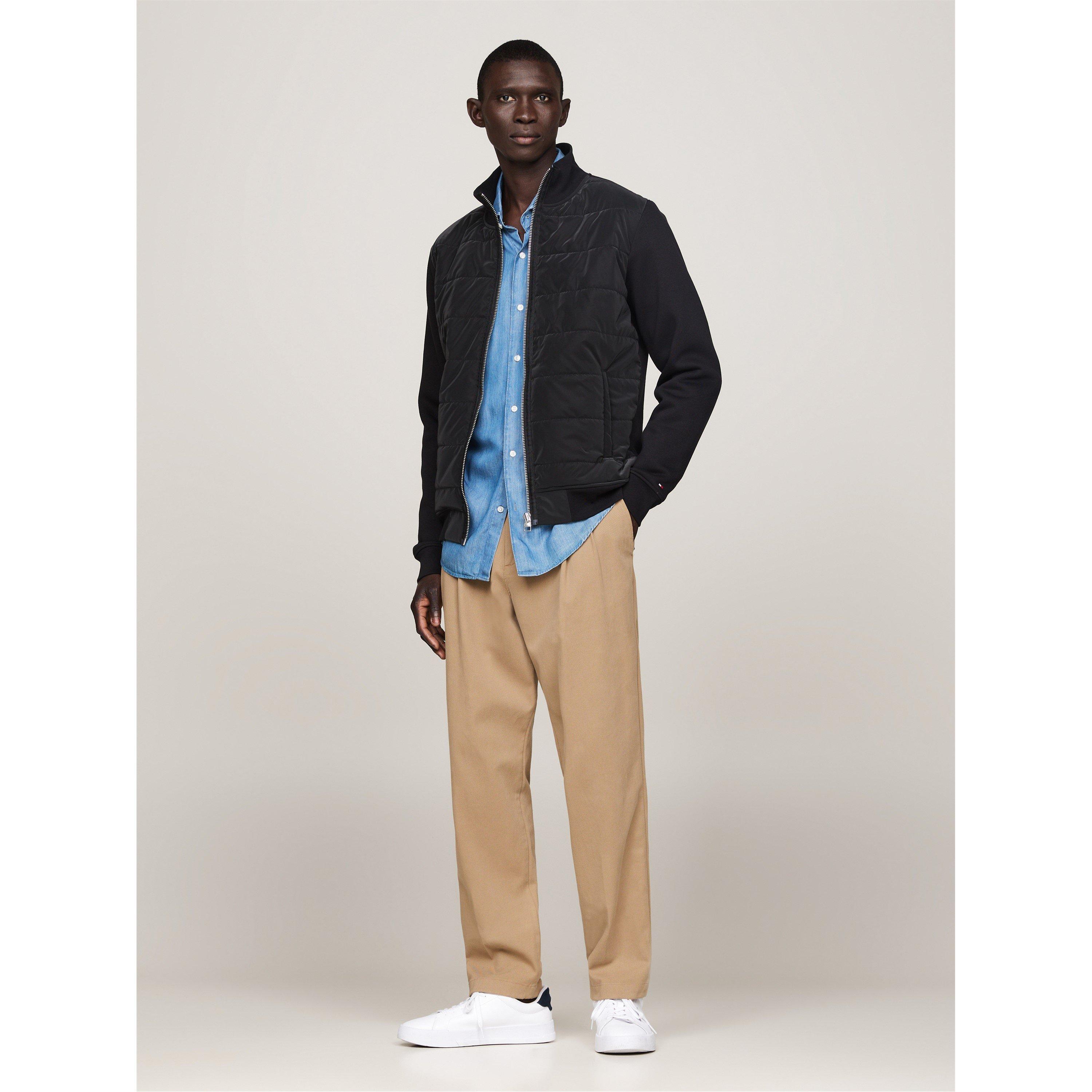 Black - Tommy Hilfiger - Men's Cotton Long Sleeve Zip Hybrid Jacket - 3