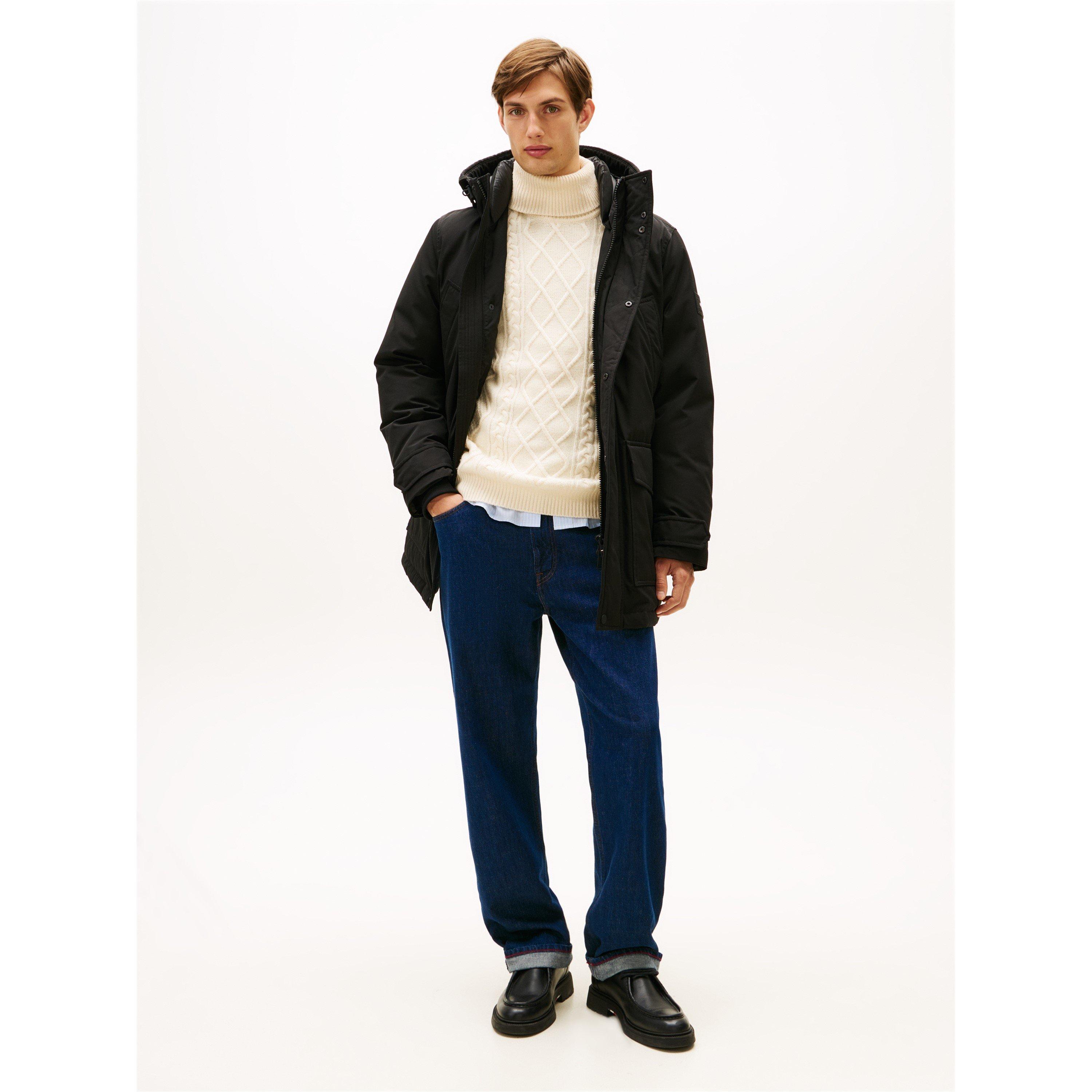 Black BDS - Tommy Hilfiger - Men's Padded Utility DWR Hooded Thigh Length Parka - 2