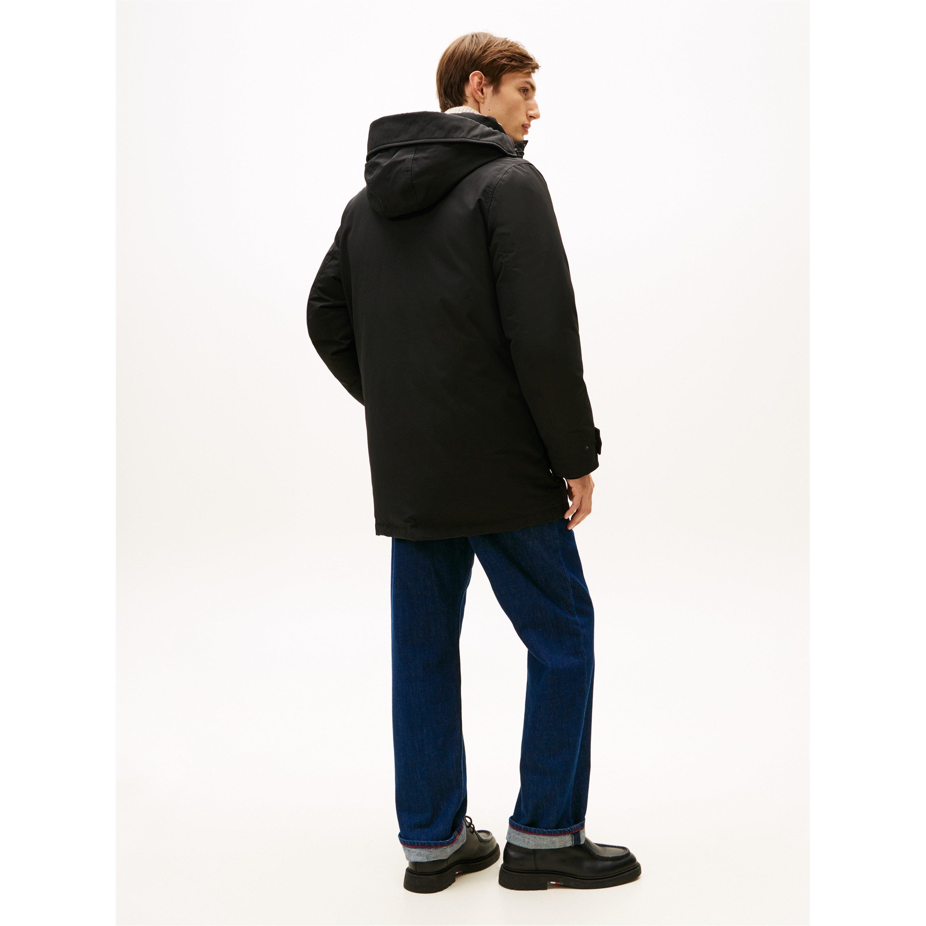 Black BDS - Tommy Hilfiger - Men's Padded Utility DWR Hooded Thigh Length Parka - 3