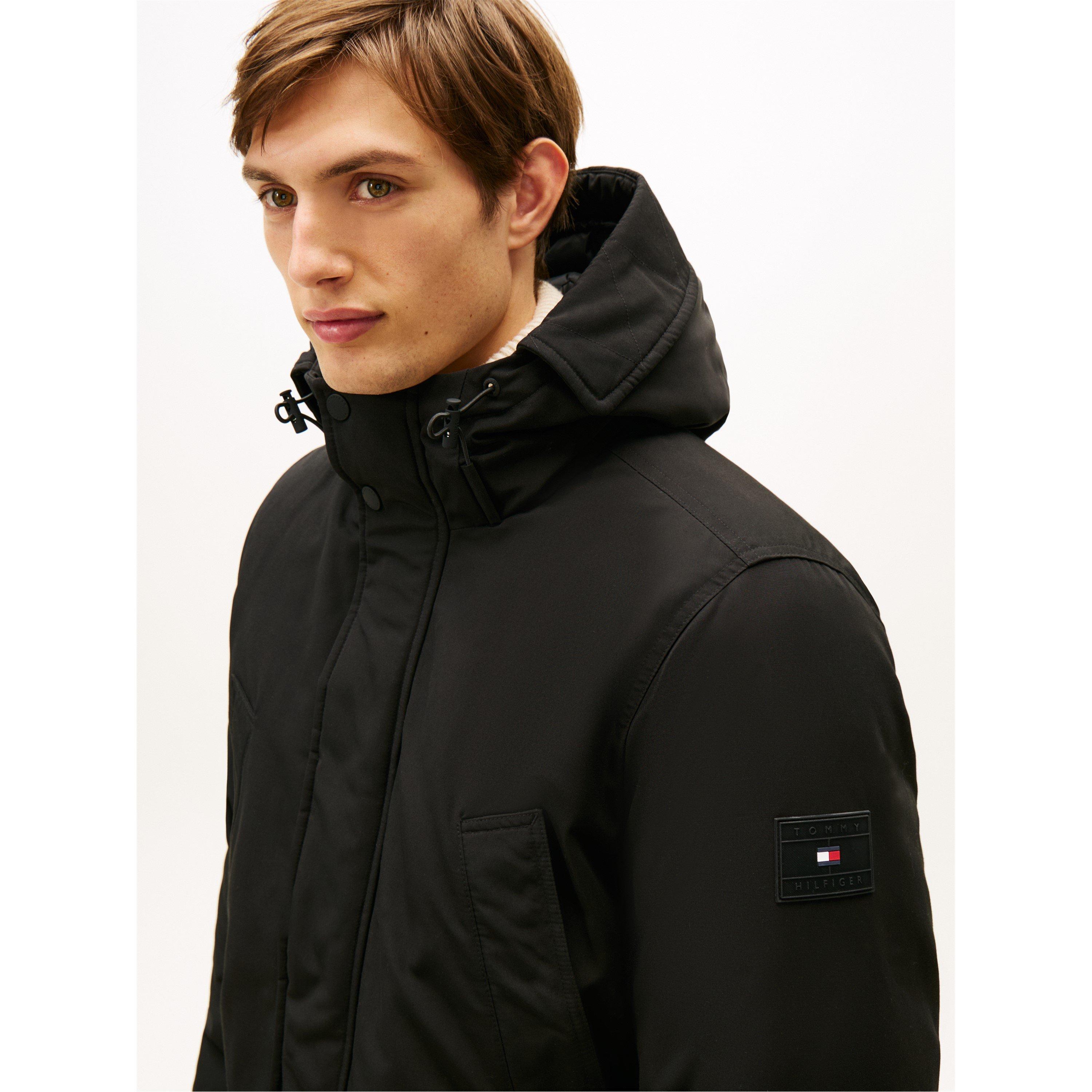 Black BDS - Tommy Hilfiger - Men's Padded Utility DWR Hooded Thigh Length Parka - 4