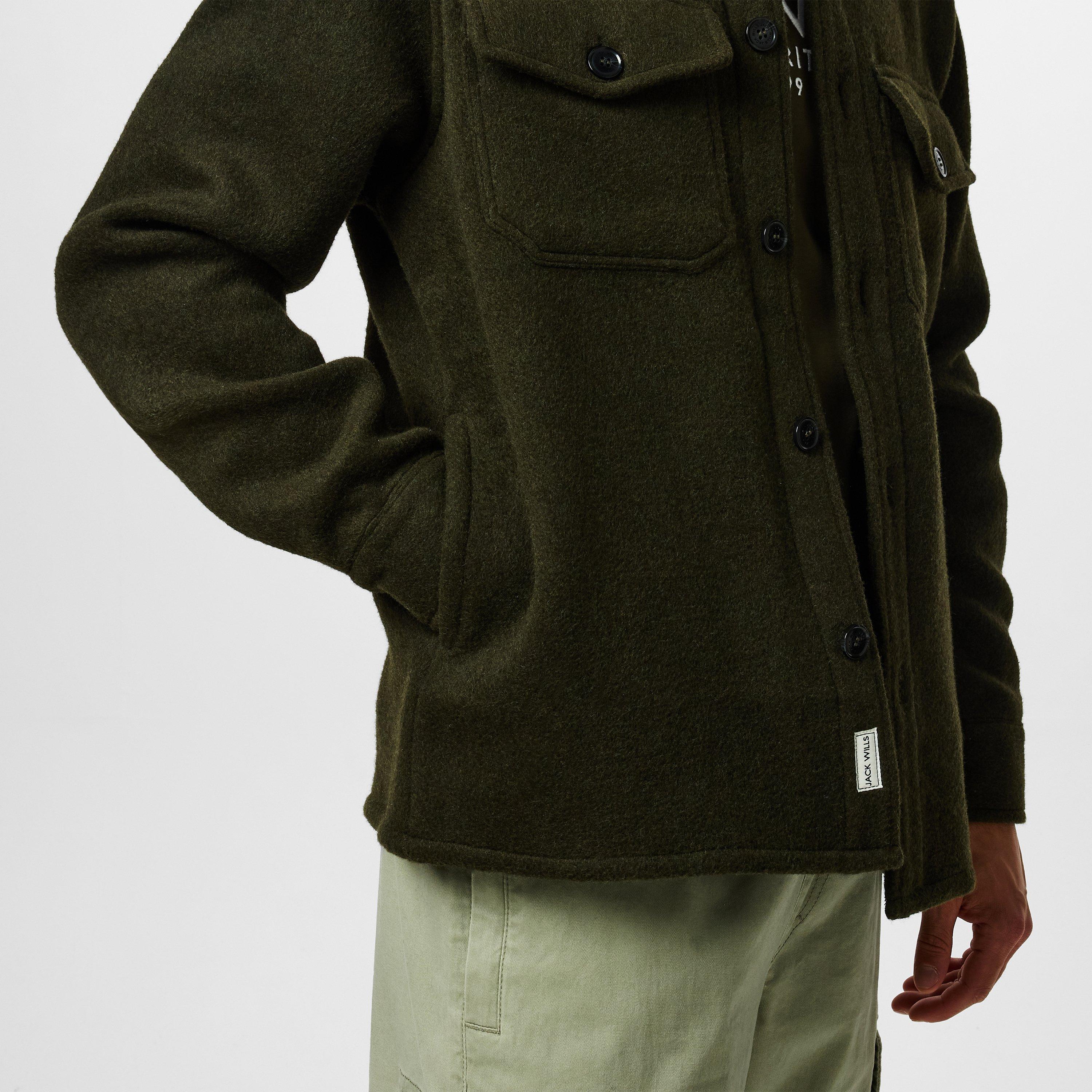 Khaki - Jack Wills - Wool Long Sleeve Overshirt - 5