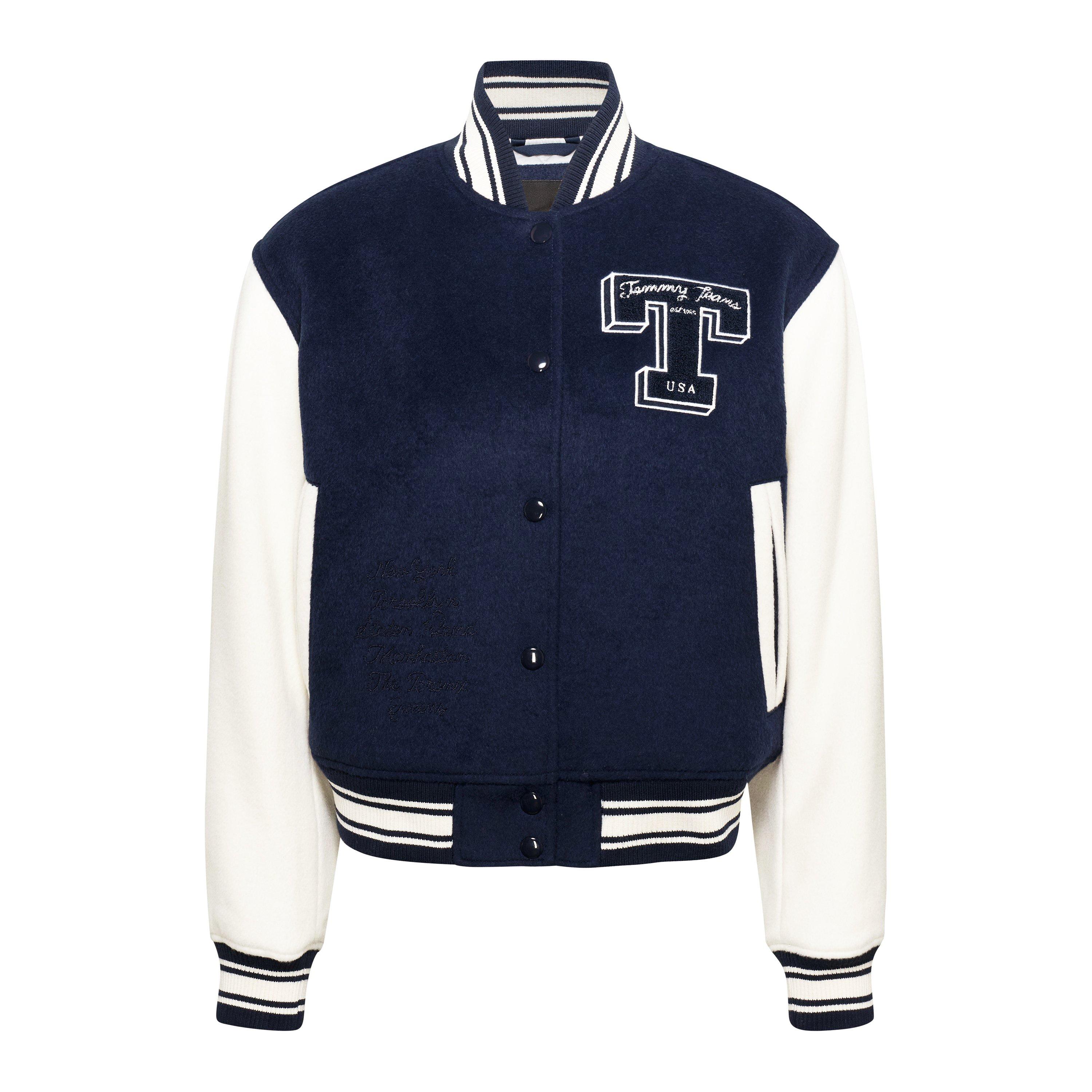 Tommy Jeans Women's Letterman Wool Long Sleeve Varsity Jacket - Dark Navy - 8 (XS)