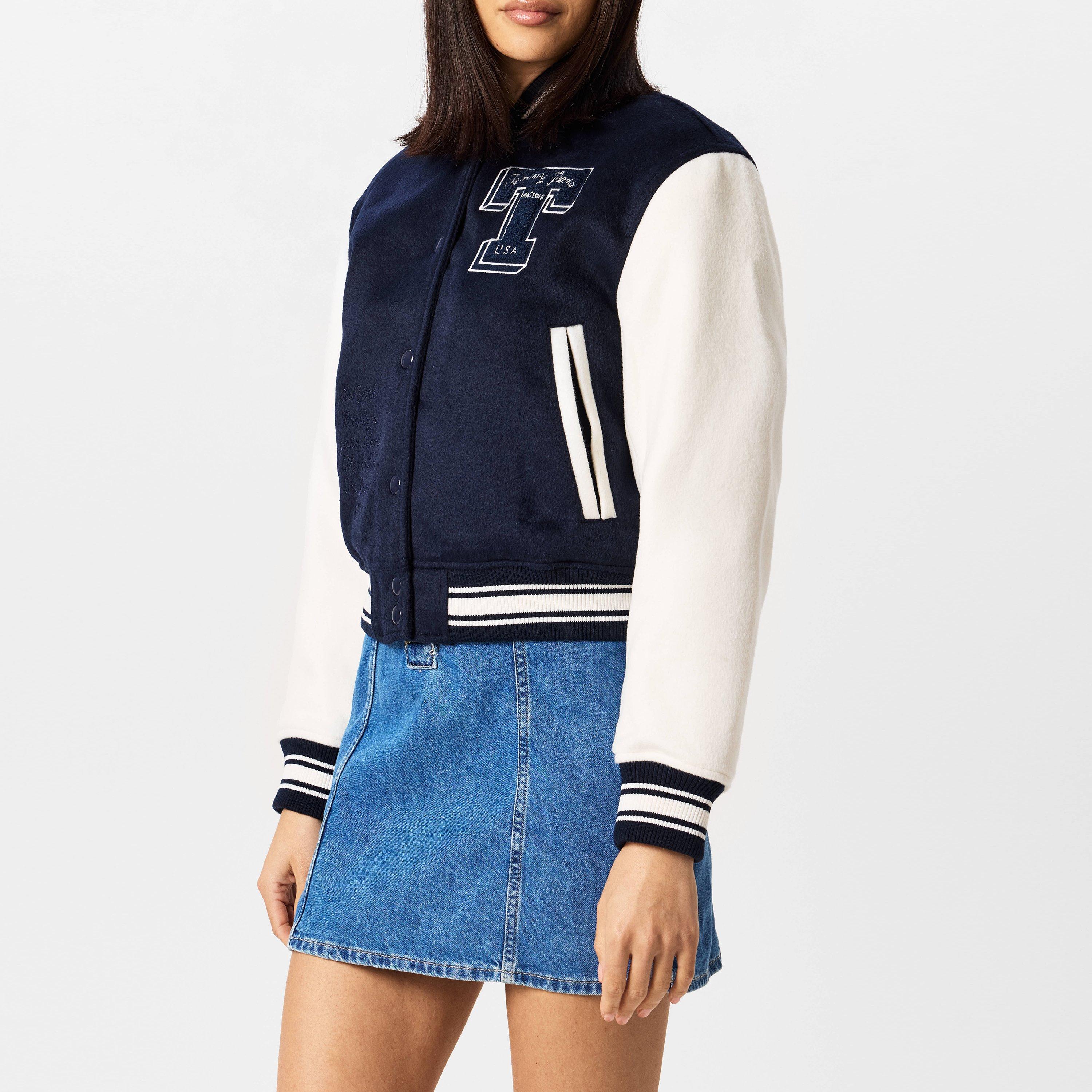 Donkerblauw - Tommy Jeans - Women's Letterman Wool Long Sleeve Varsity Jacket - 3