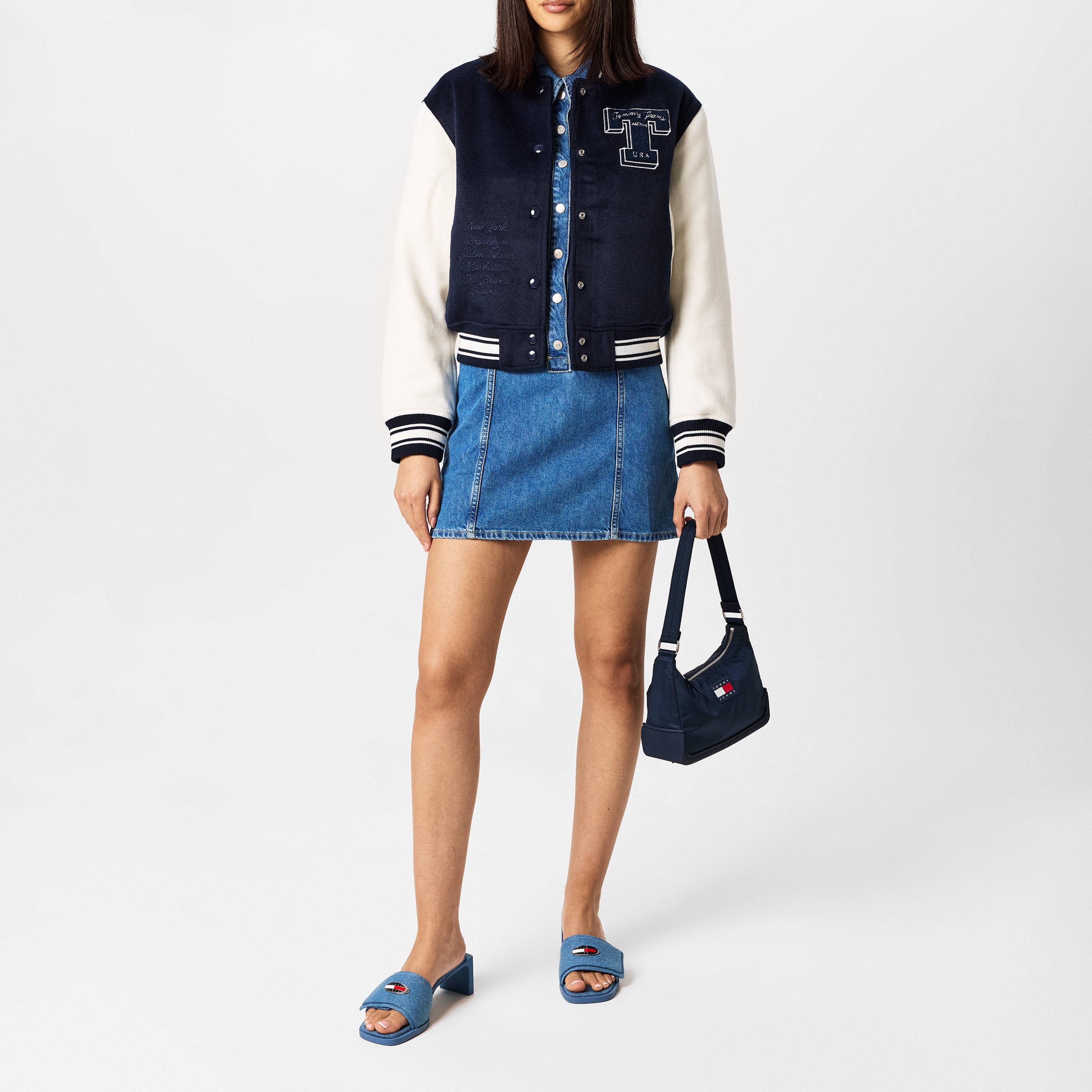 Donkerblauw - Tommy Jeans - Women's Letterman Wool Long Sleeve Varsity Jacket - 6