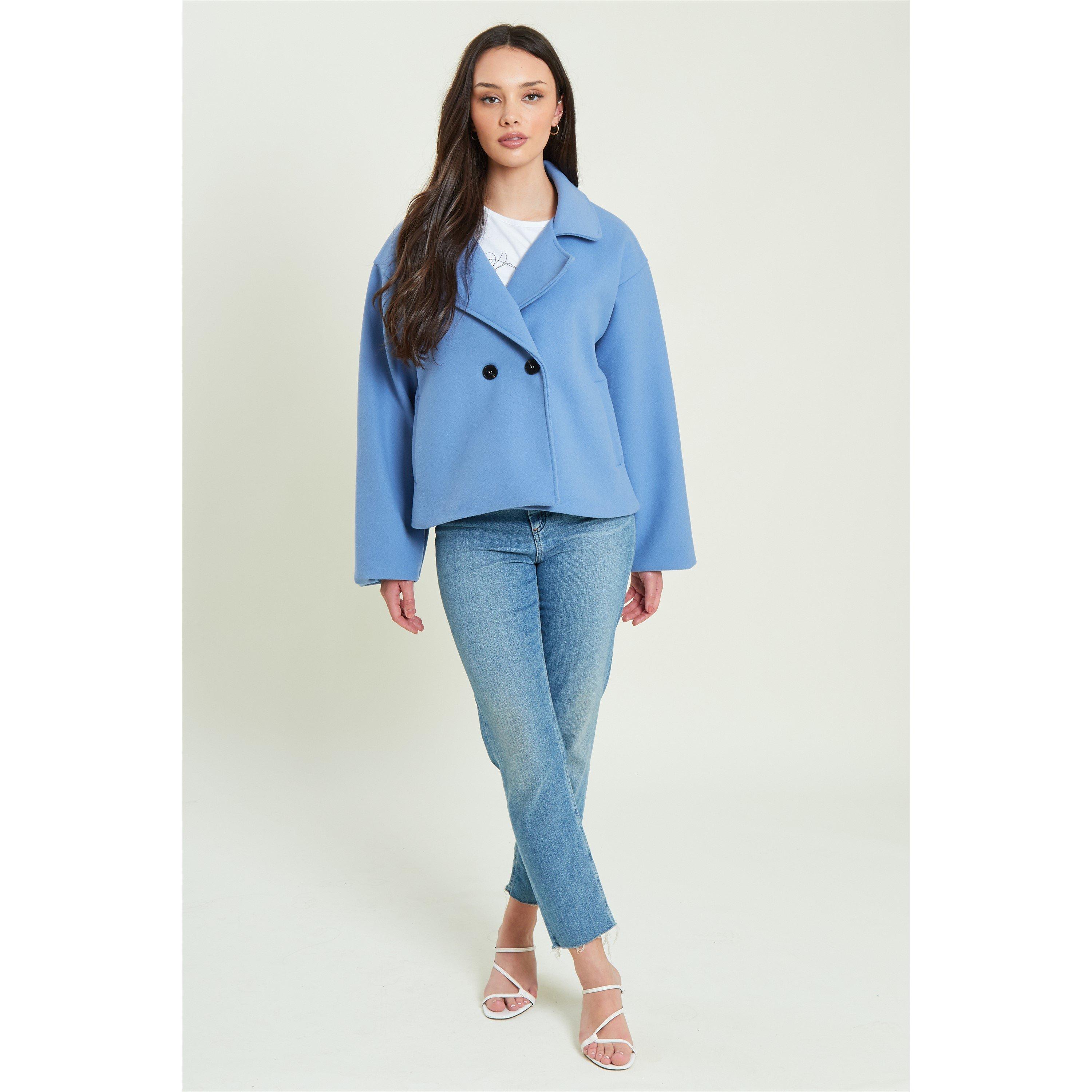 Powder Blue - Be You - Women's Oversized Long Sleeve Short Overcoat - 1