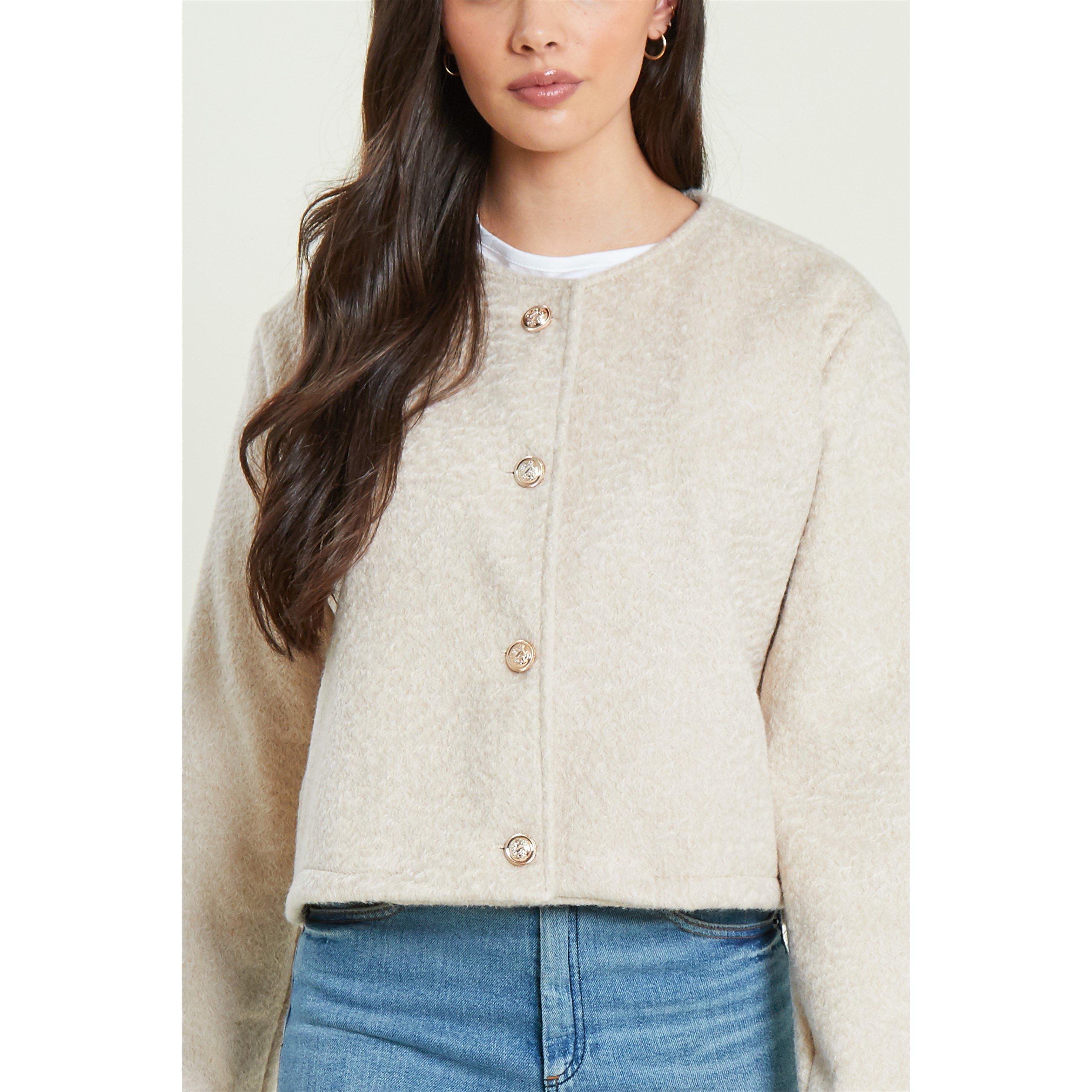 Beige - Be You - Short Long Sleeve Oversized Fit Overcoat - 4