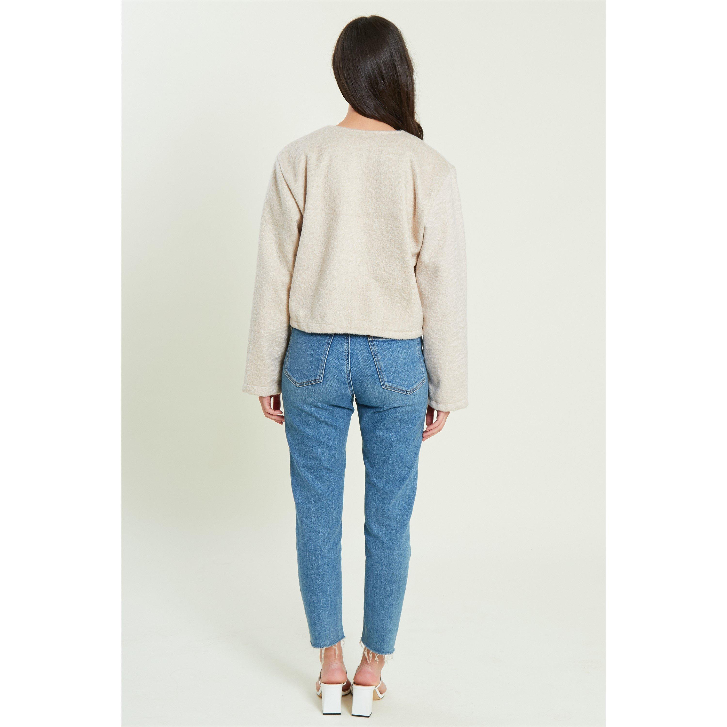 Beige - Be You - Short Long Sleeve Oversized Fit Overcoat - 5