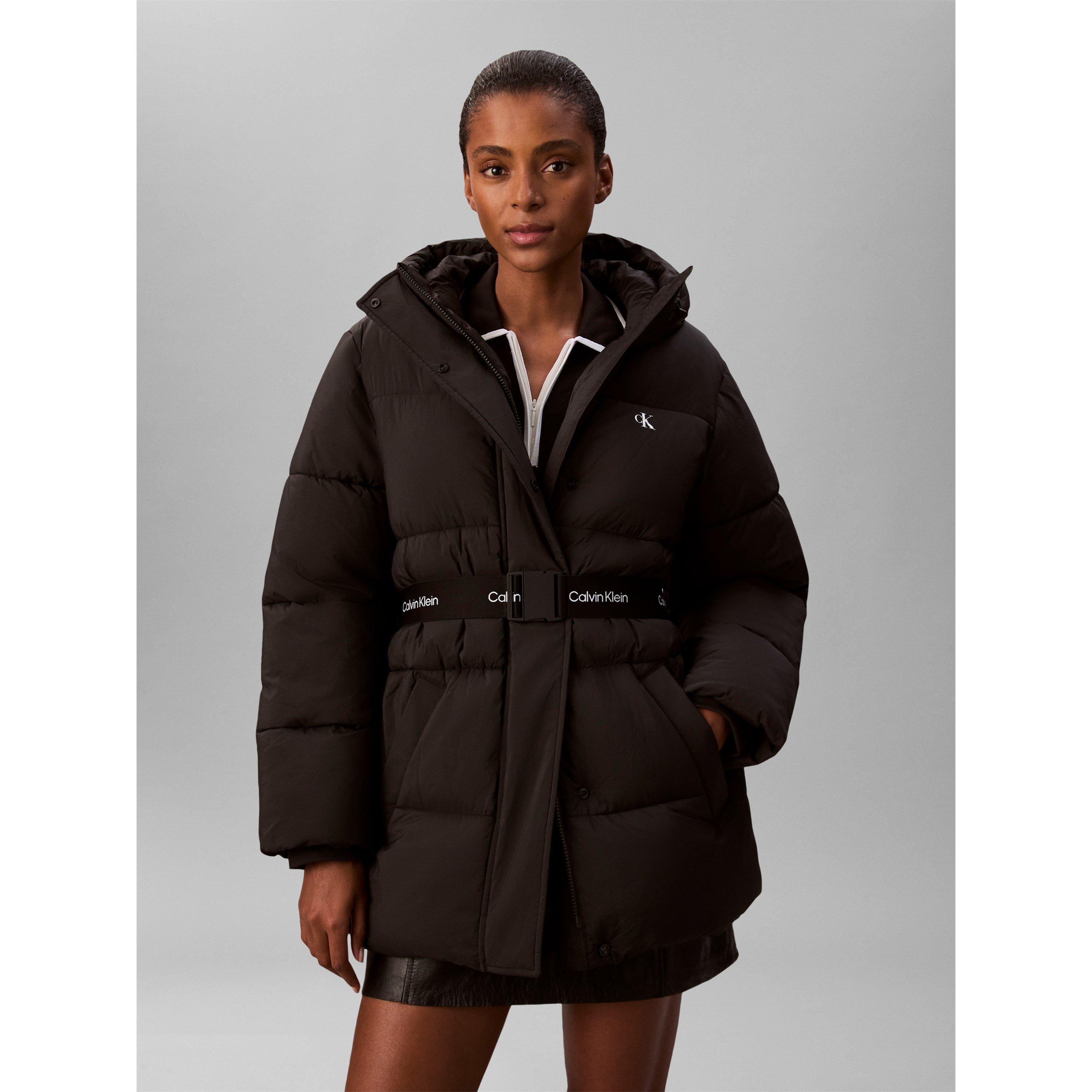 Black - Calvin Klein Jeans - Women's Logo Belt Insulated Short Puffer Jacket - 2