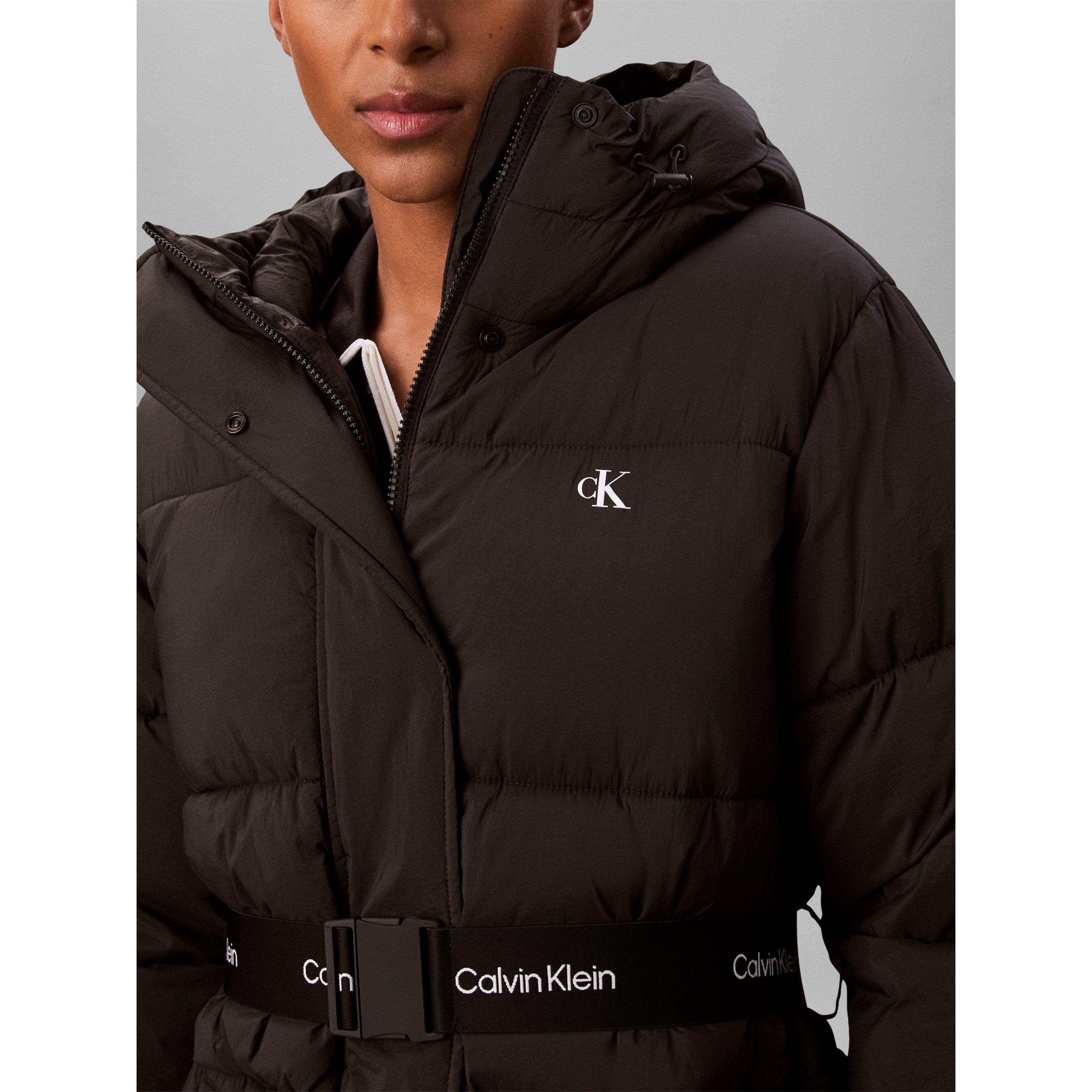 Black - Calvin Klein Jeans - Women's Logo Belt Insulated Short Puffer Jacket - 3