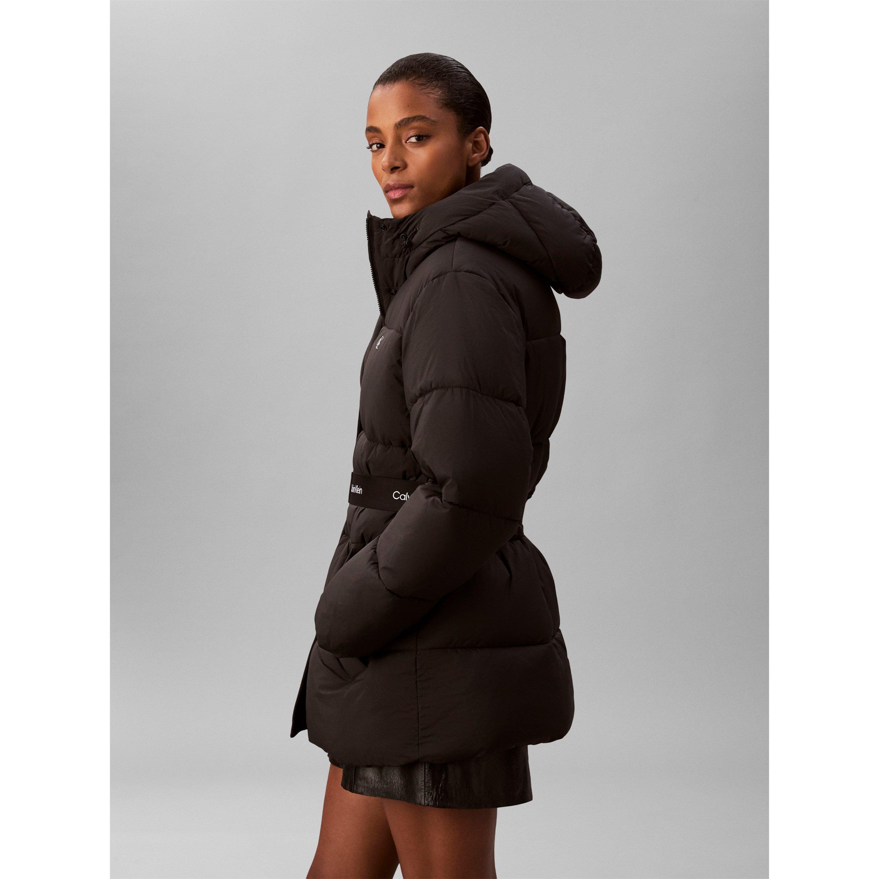 Black - Calvin Klein Jeans - Women's Logo Belt Insulated Short Puffer Jacket - 4
