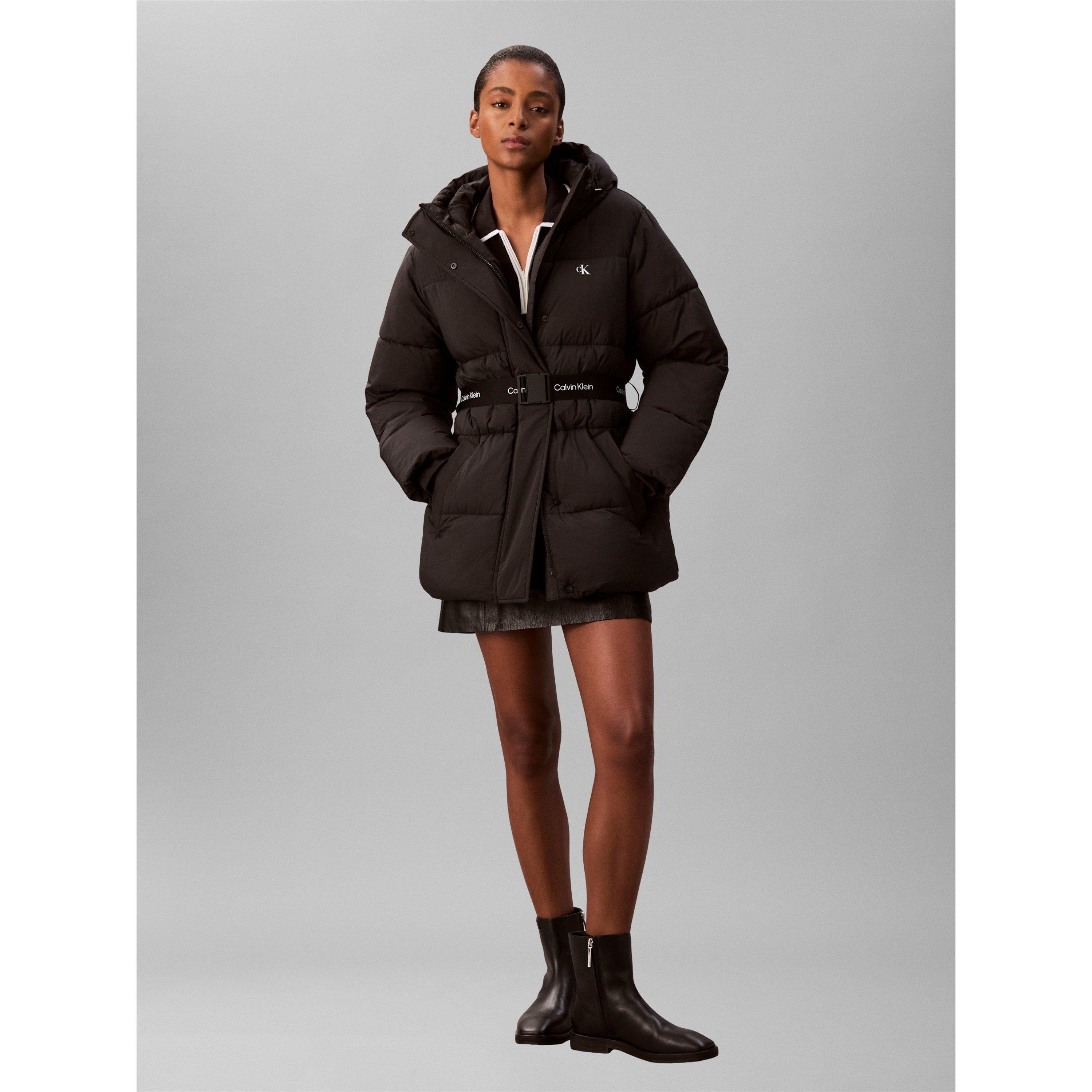 Black - Calvin Klein Jeans - Women's Logo Belt Insulated Short Puffer Jacket - 5