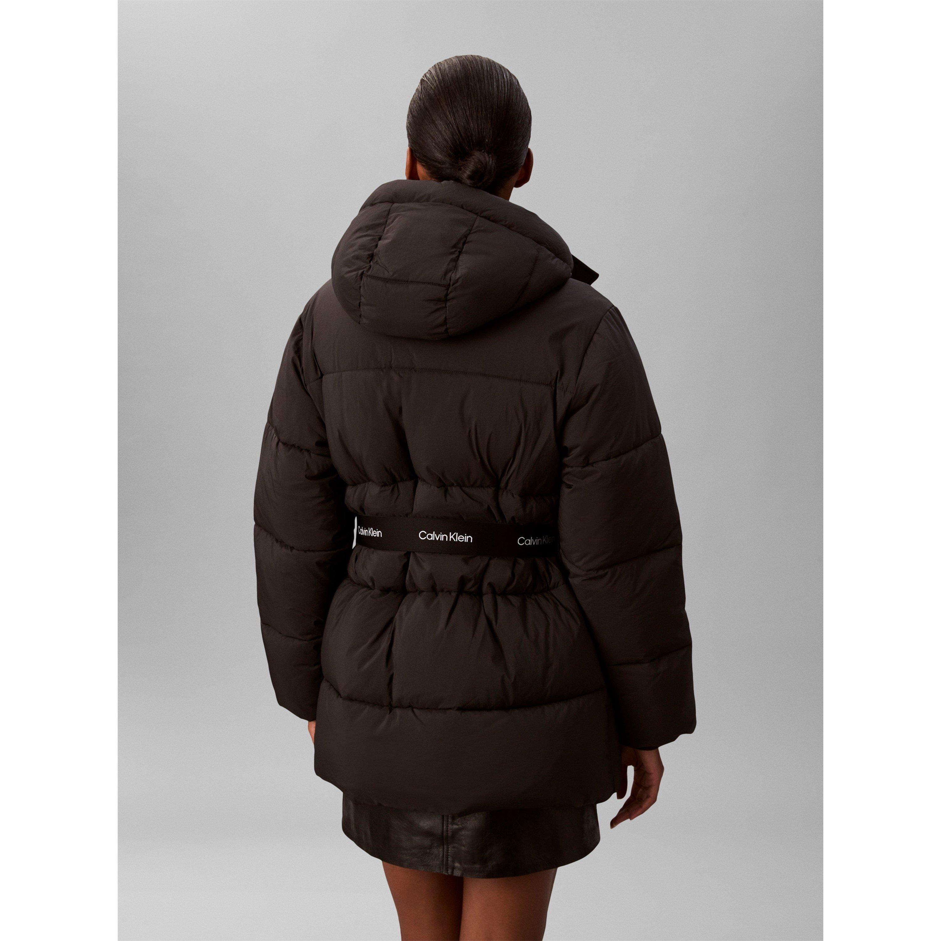 Black - Calvin Klein Jeans - Women's Logo Belt Insulated Short Puffer Jacket - 6