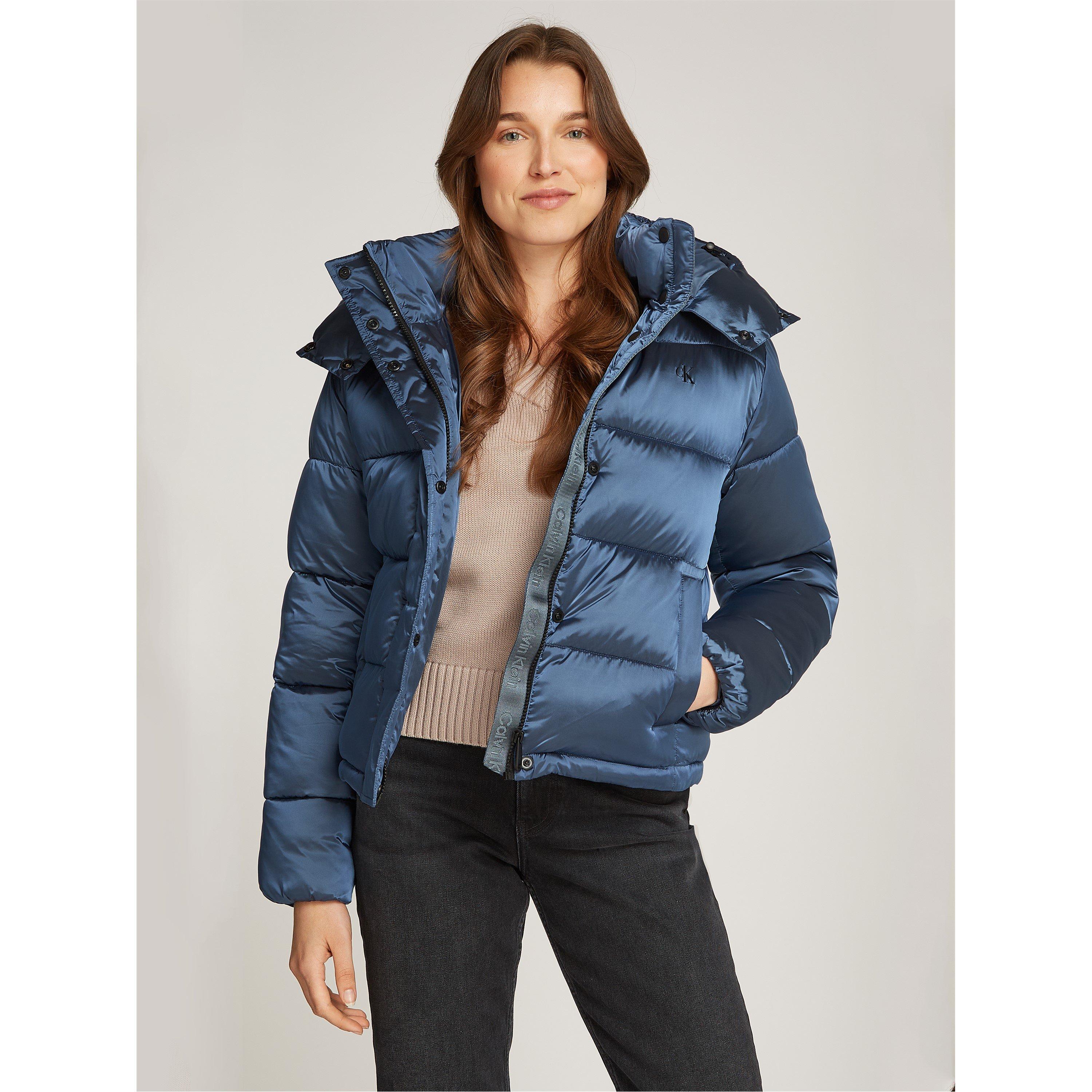 China Blue - Calvin Klein Jeans - Women's Shiny Quilted Short Puffer Jacket - 1