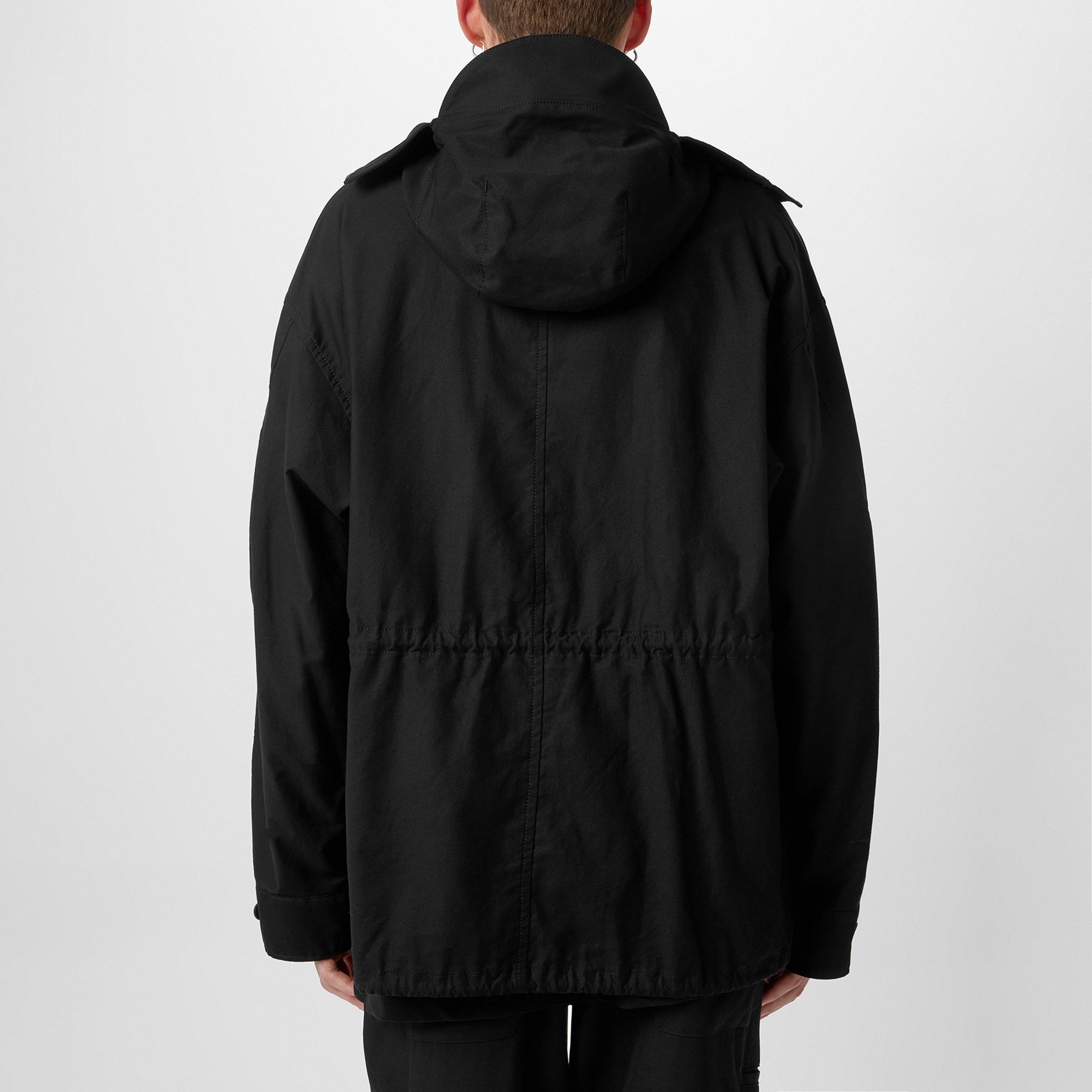 Black 1 - Yohji Yamamoto - Men's Brim Cotton Long Sleeve Hooded Field Jacket - 4