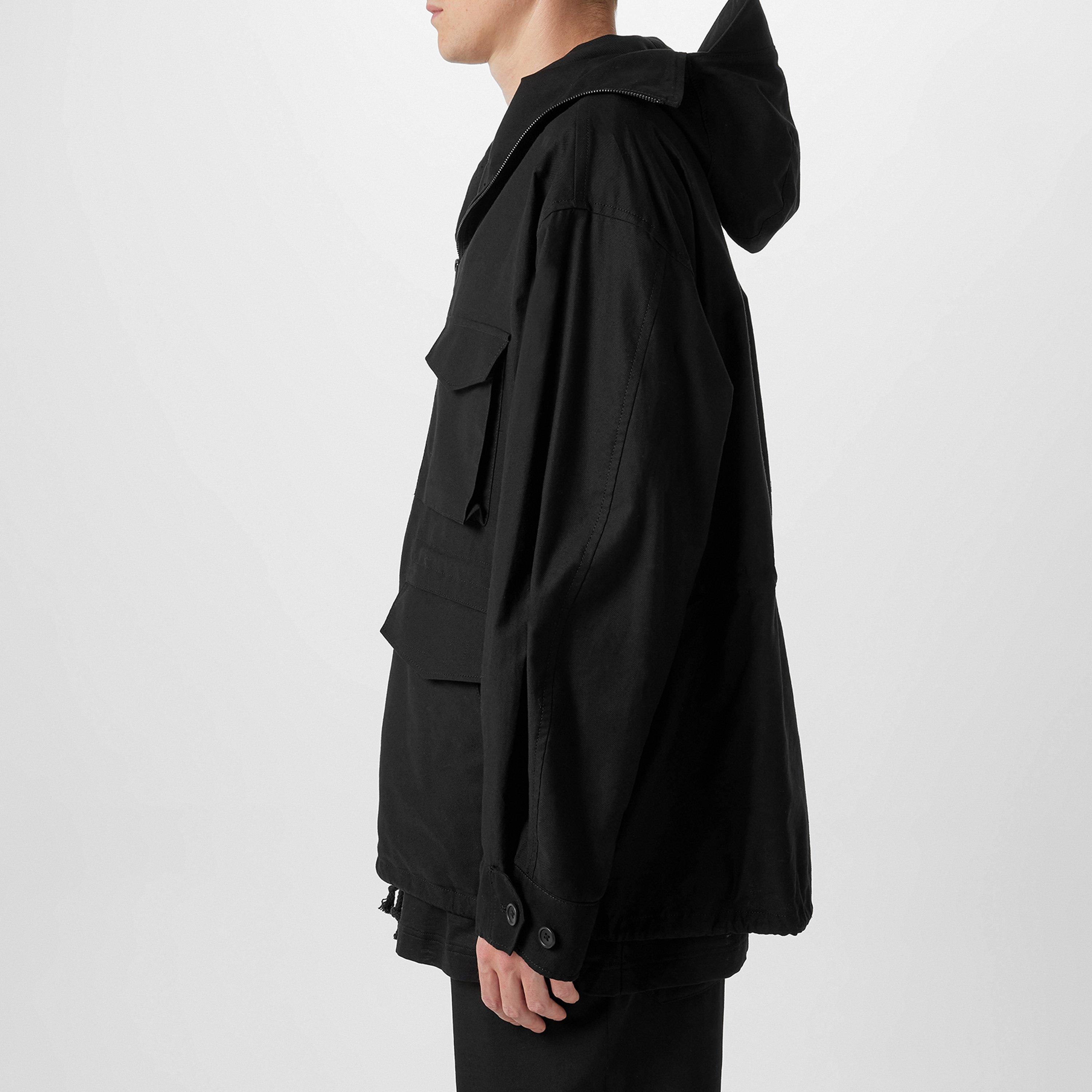 Black 1 - Yohji Yamamoto - Men's Brim Cotton Long Sleeve Hooded Field Jacket - 5