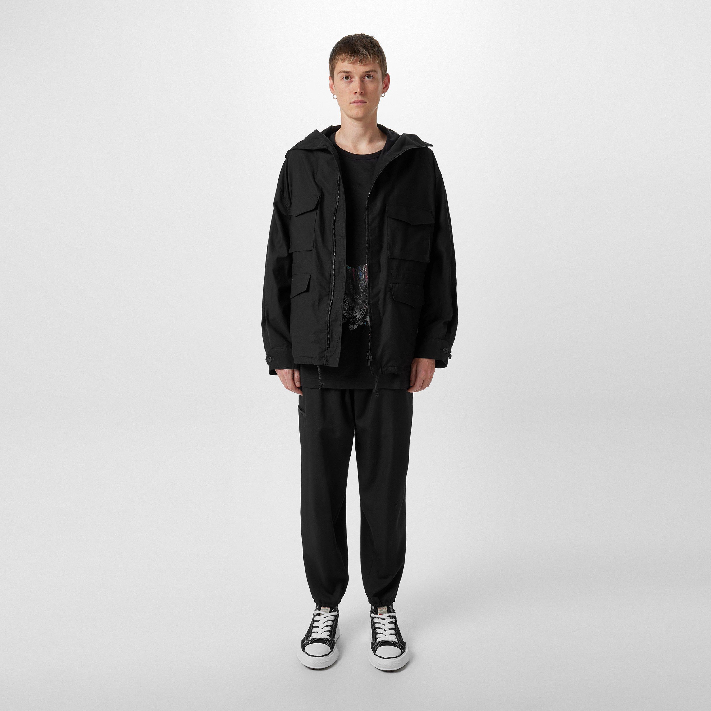 Black 1 - Yohji Yamamoto - Men's Brim Cotton Long Sleeve Hooded Field Jacket - 6