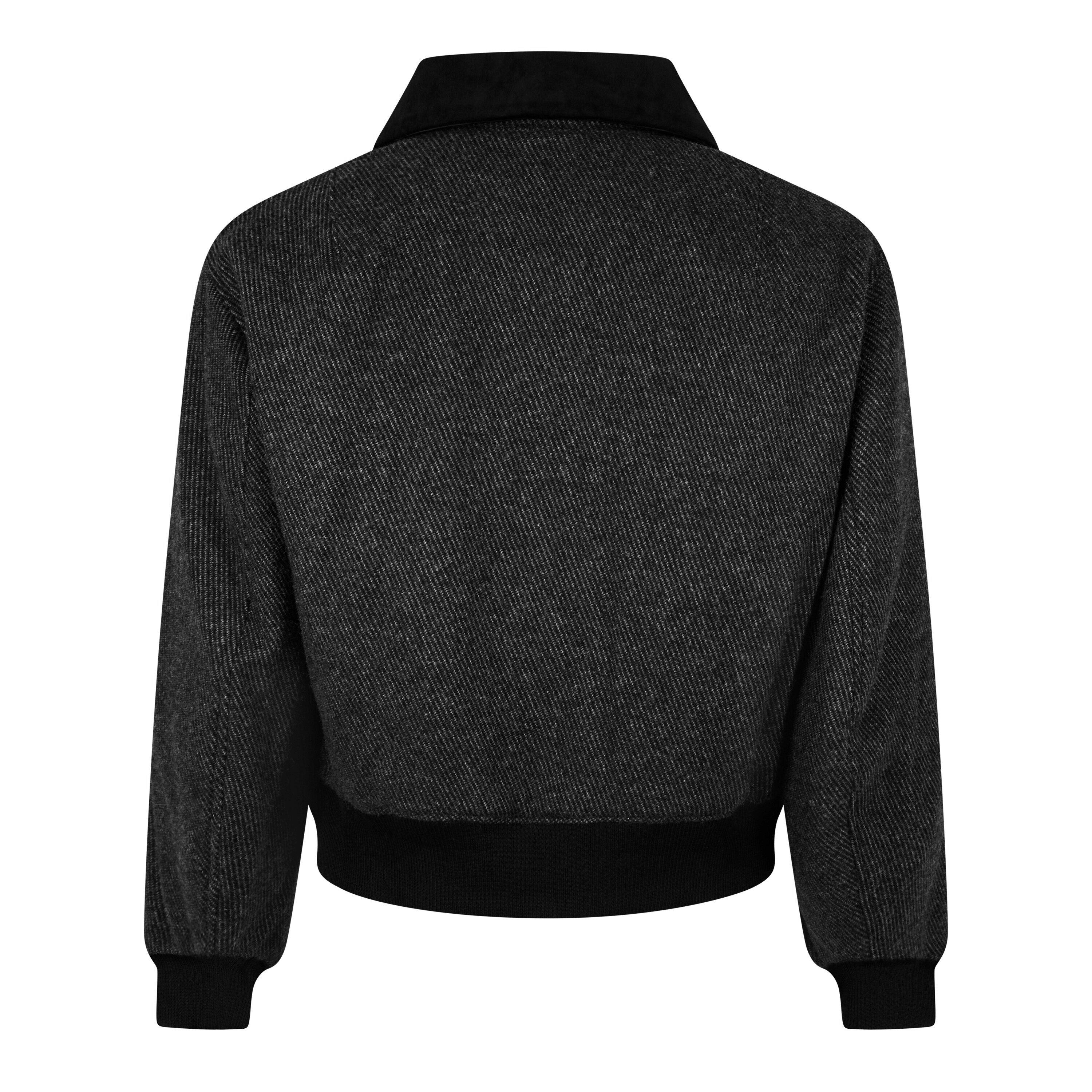 Black 1 - Yohji Yamamoto - Men's Tweed Long Sleeve Full Zip Aviator Jacket - 2