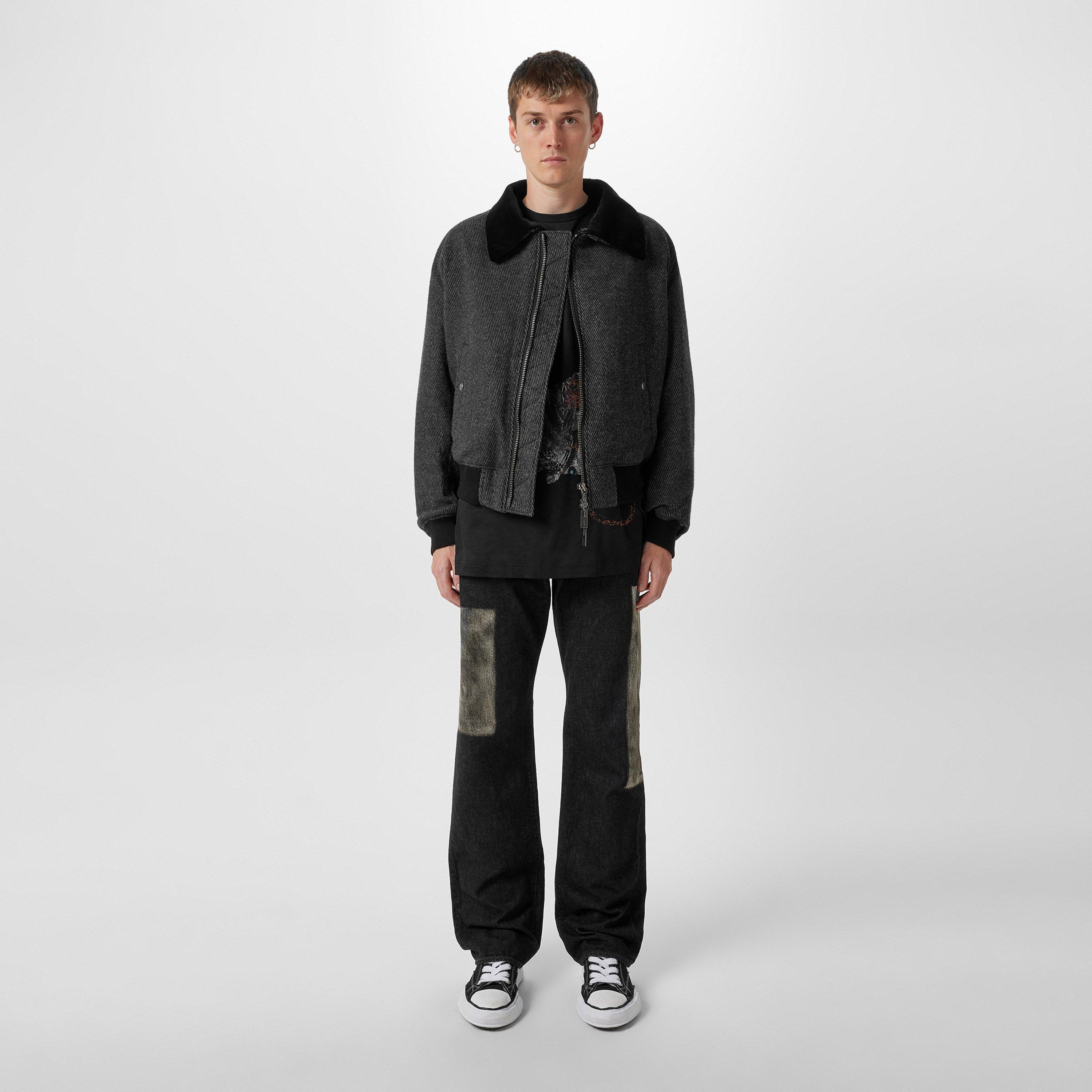 Black 1 - Yohji Yamamoto - Men's Tweed Long Sleeve Full Zip Aviator Jacket - 6