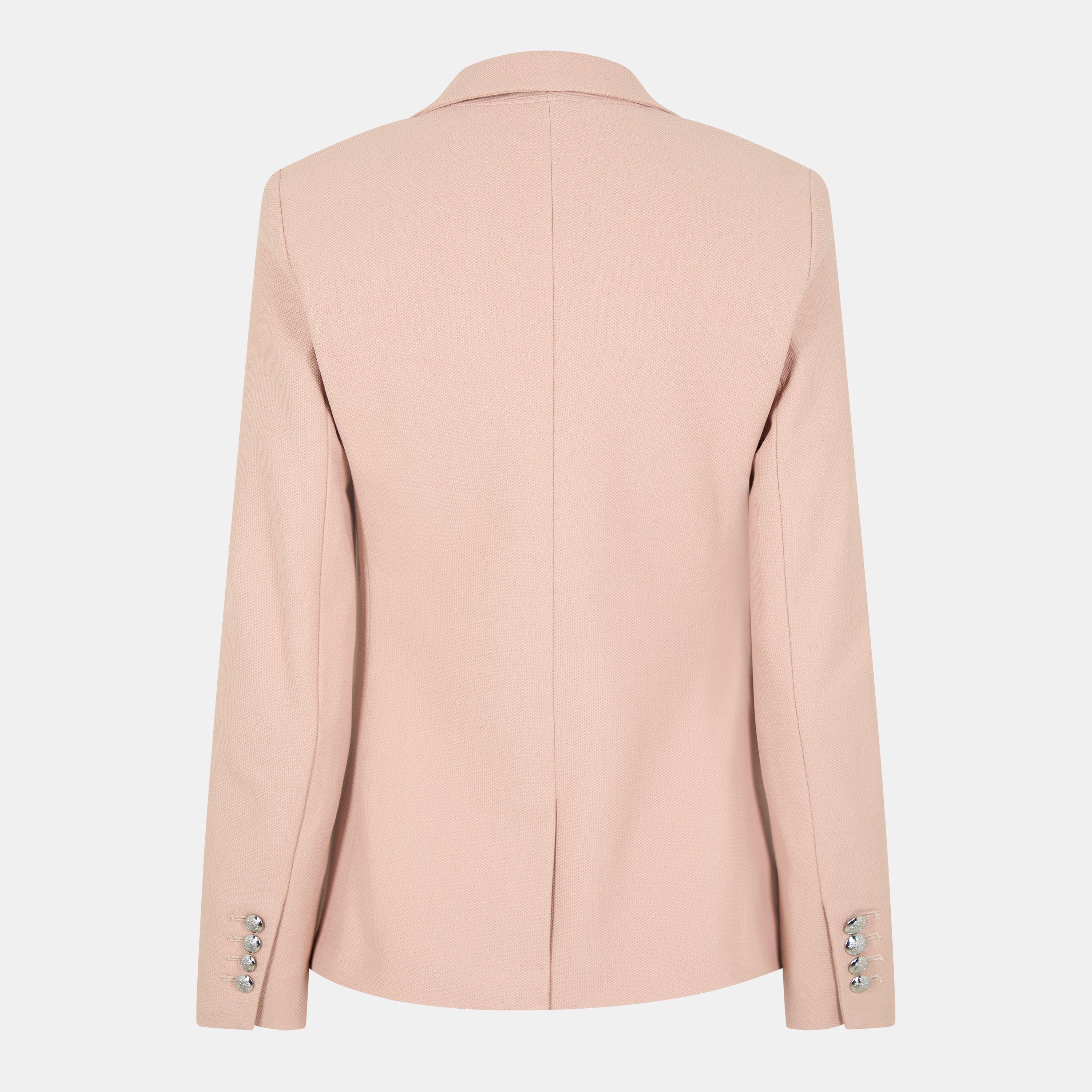 Sunrise Blush - Lauren by Ralph Lauren - Women's Bullion Jacquard Cotton Long Sleeve Blazer - 2