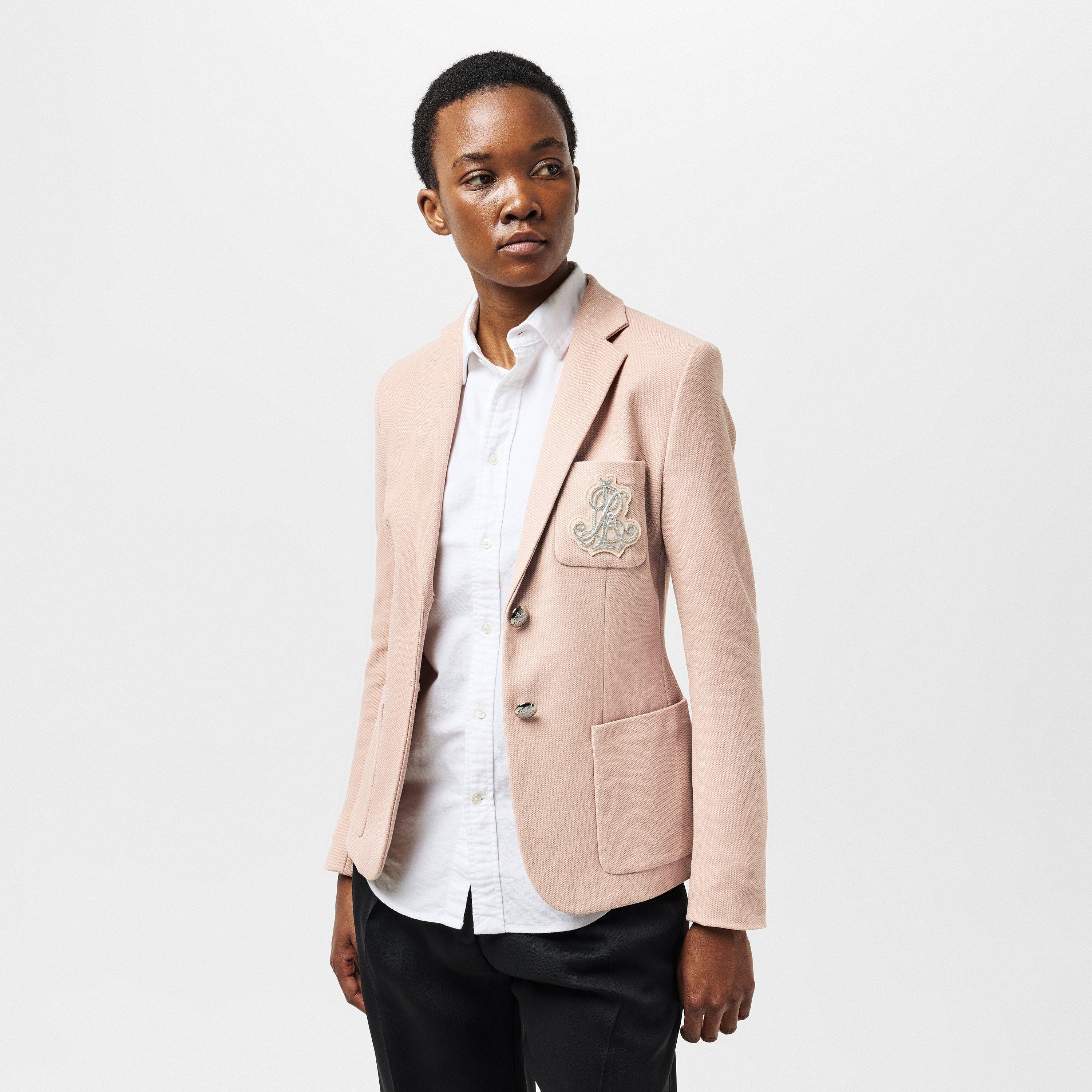 Sunrise Blush - Lauren by Ralph Lauren - Women's Bullion Jacquard Cotton Long Sleeve Blazer - 3