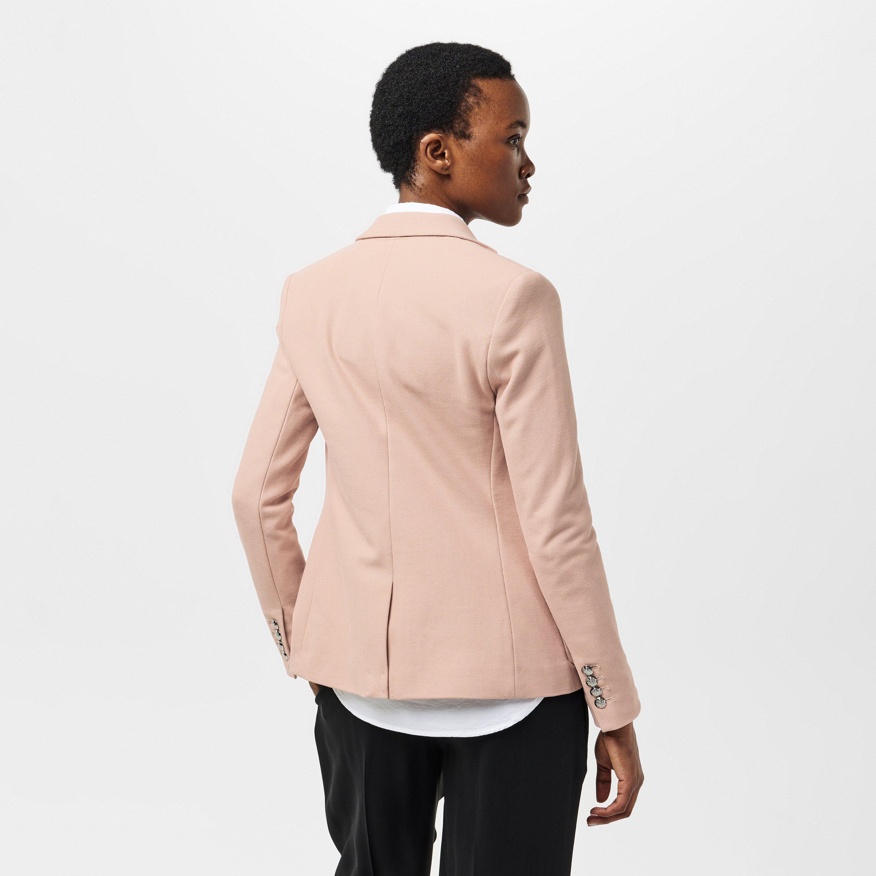Sunrise Blush - Lauren by Ralph Lauren - Women's Bullion Jacquard Cotton Long Sleeve Blazer - 4