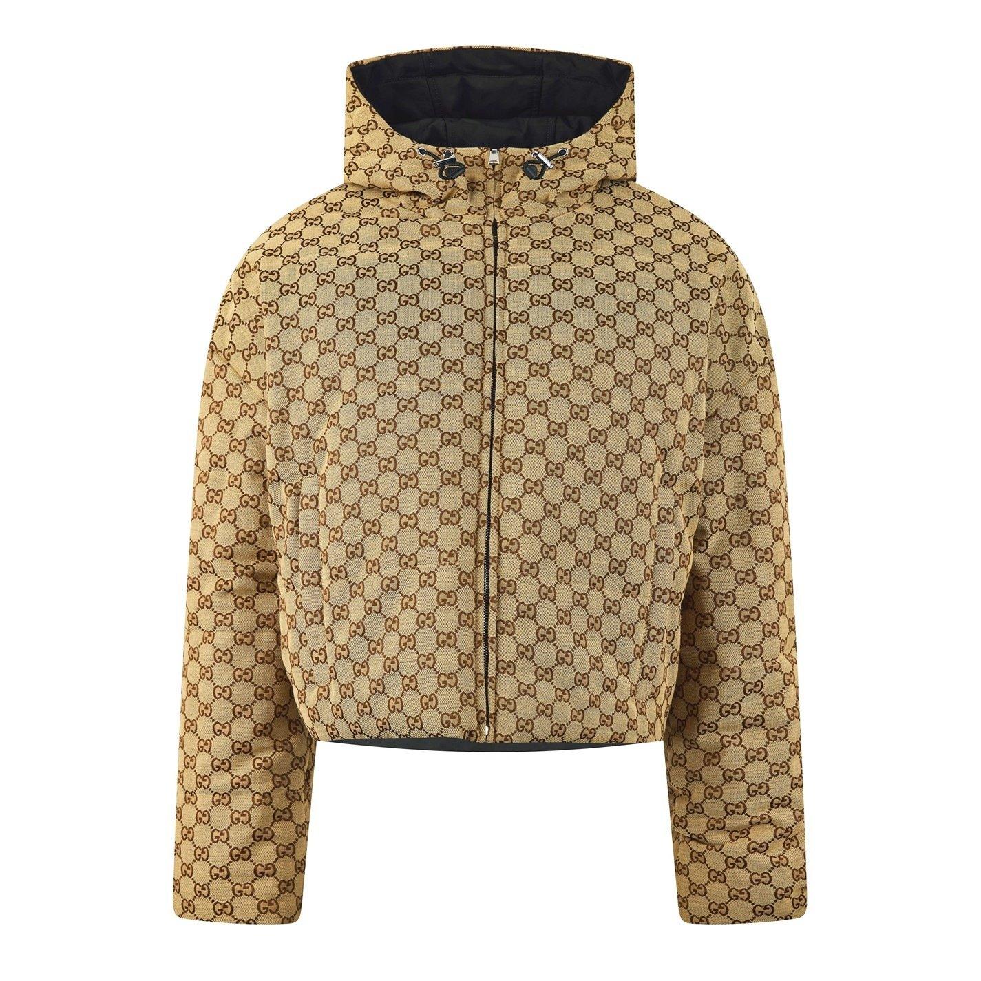 Black/Mix - Gucci - Women's Reversible Bomber Long Sleeve Hooded Short Puffer Jacket - 1