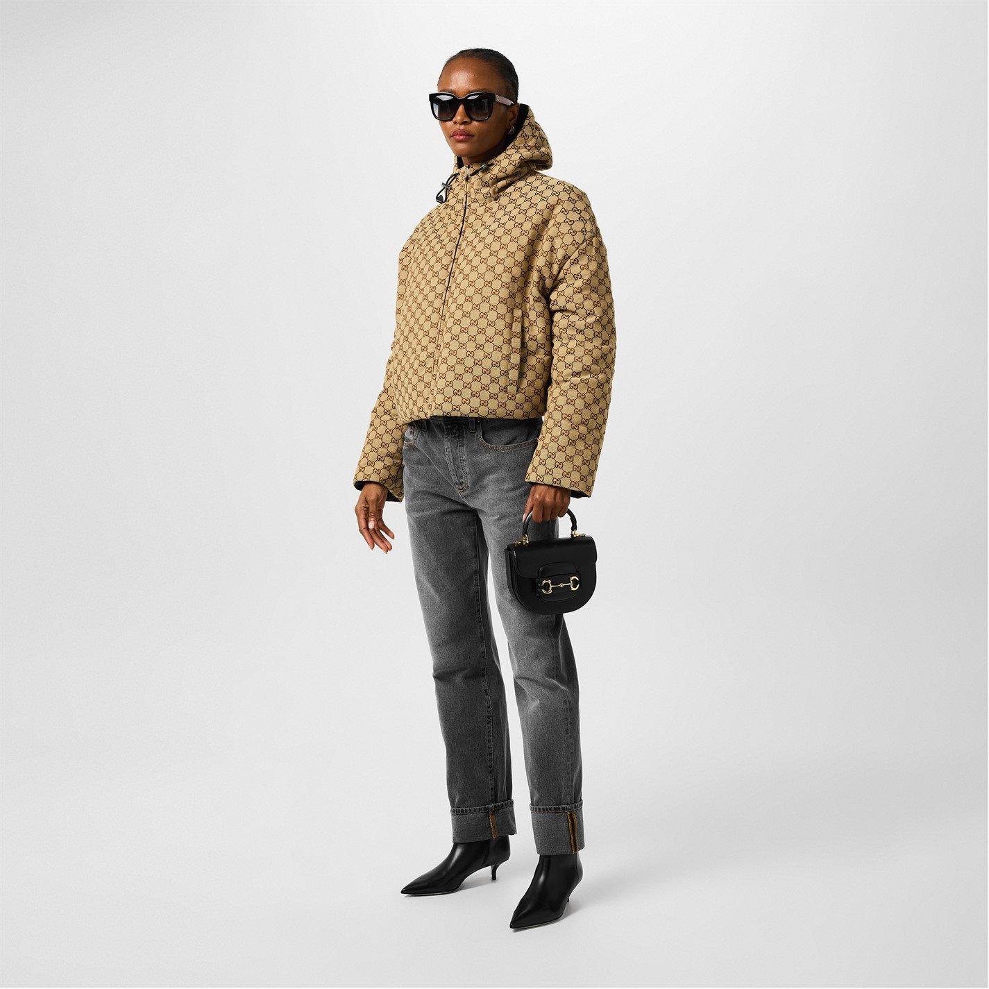 Black/Mix - Gucci - Women's Reversible Bomber Long Sleeve Hooded Short Puffer Jacket - 3