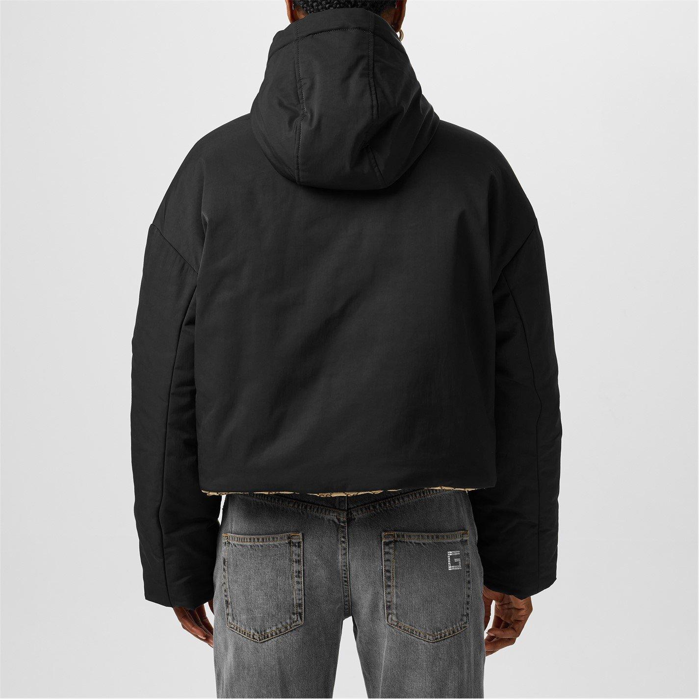 Black/Mix - Gucci - Women's Reversible Bomber Long Sleeve Hooded Short Puffer Jacket - 8