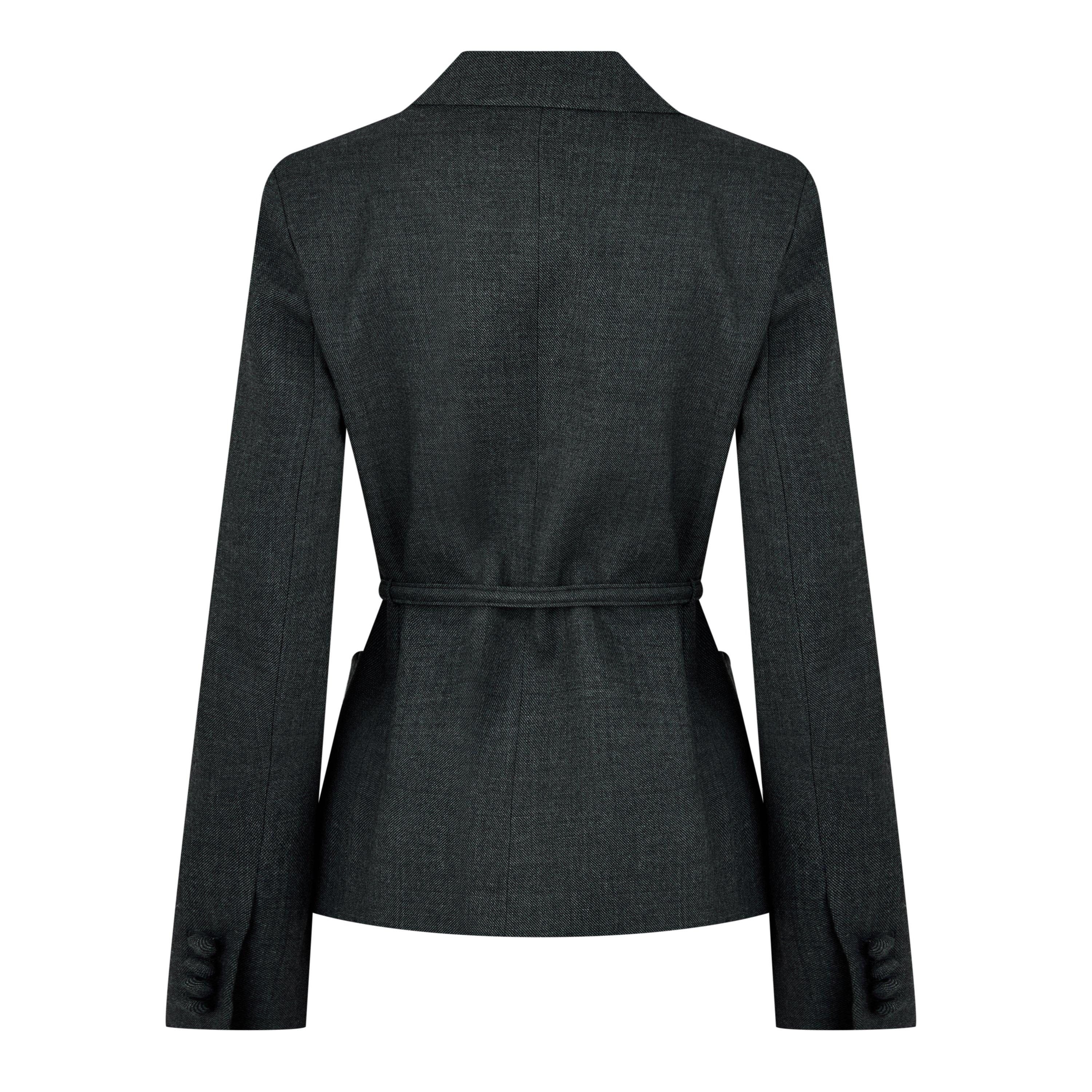 Medium Grey - Gucci - Women's Wool Single Breasted Belted Blazer - 2