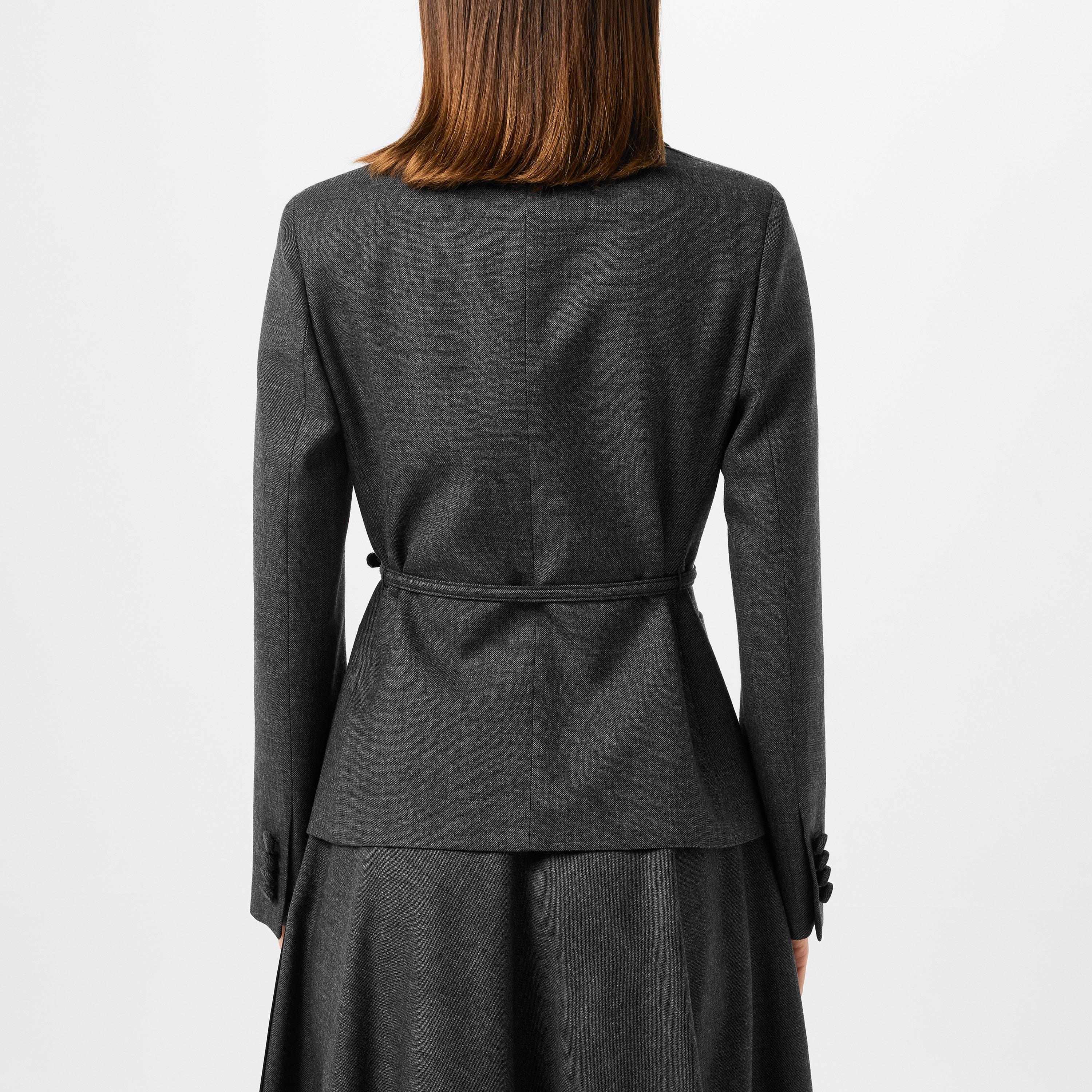Medium Grey - Gucci - Women's Wool Single Breasted Belted Blazer - 4