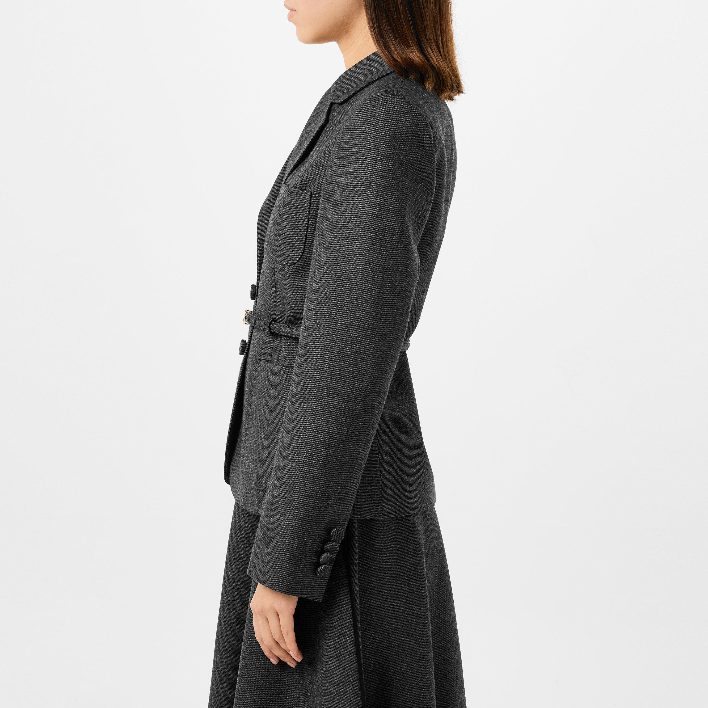 Medium Grey - Gucci - Women's Wool Single Breasted Belted Blazer - 5