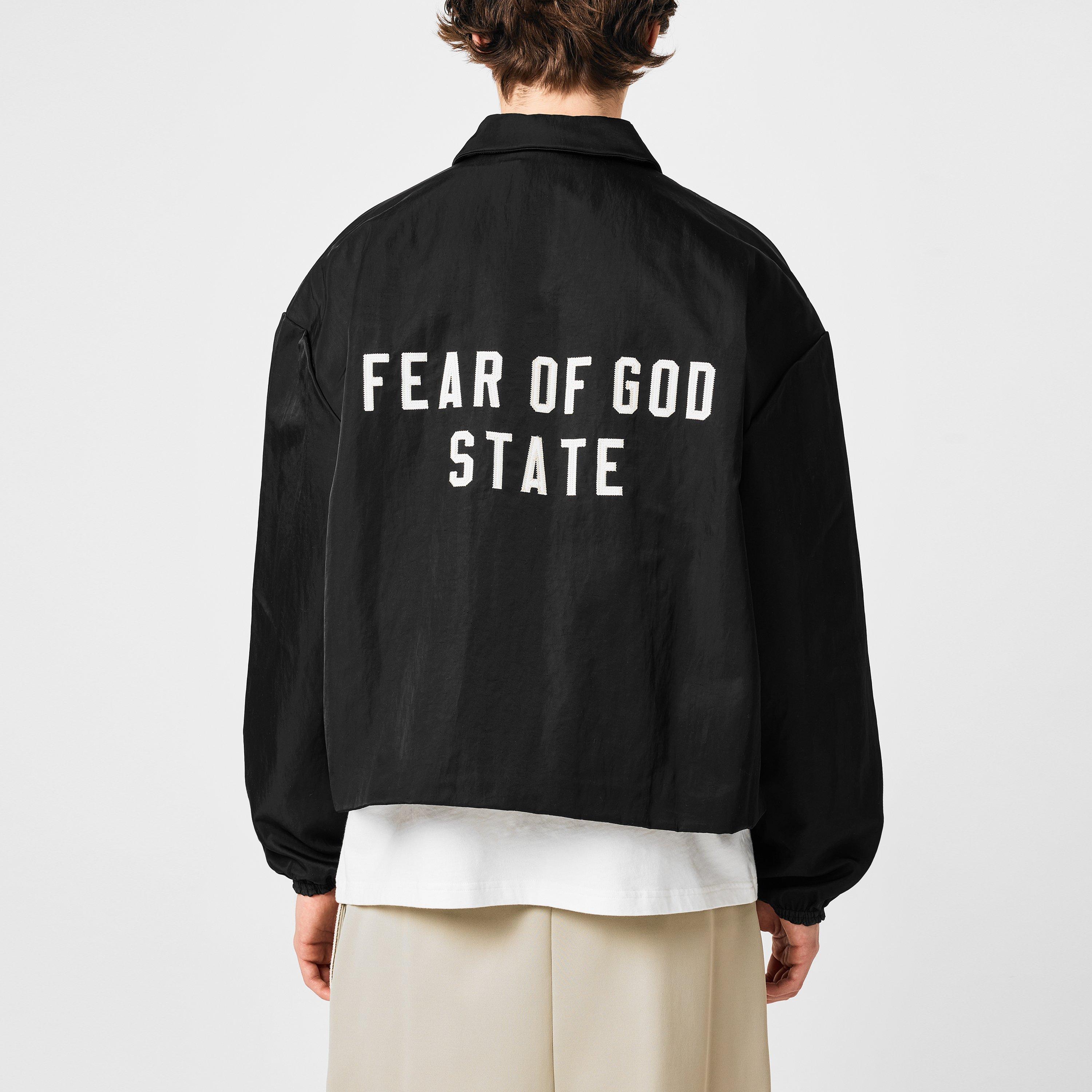 Black - Fear Of God Essentials - Men's Trucker Long Sleeve Oversized Fit Coach Jacket - 4