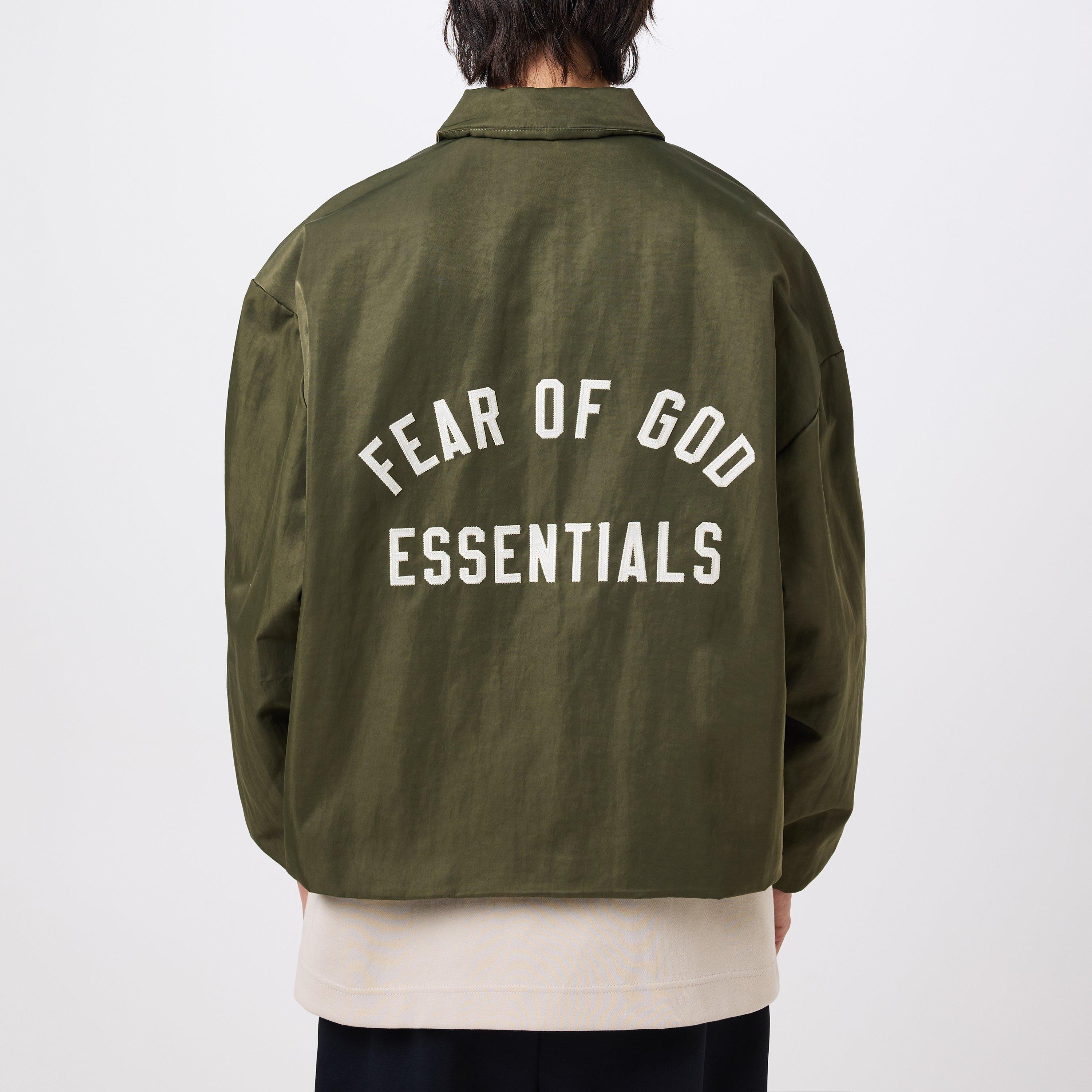 Military - Fear Of God Essentials - Men's Trucker Long Sleeve Oversized Fit Coach Jacket - 4