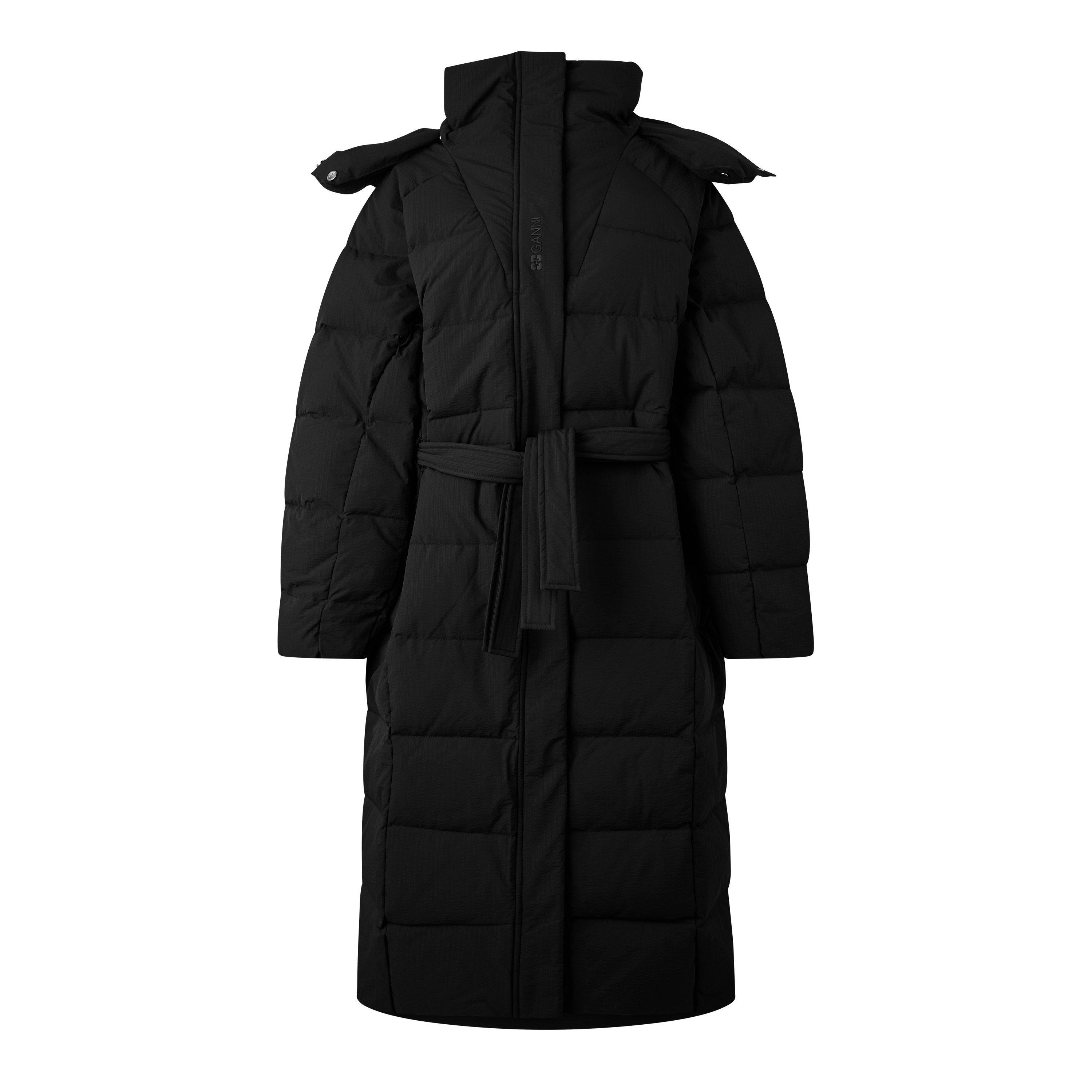 Black - Ganni - Women's Tech Recycled Polyester Long Puffer Jacket - 5