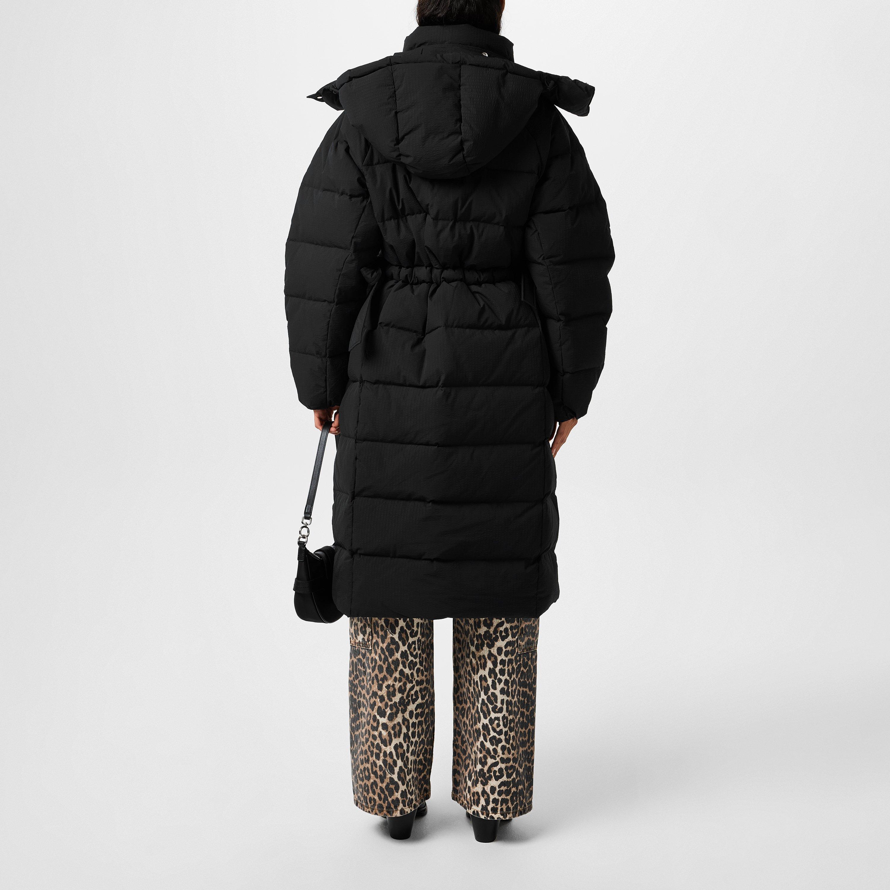 Black - Ganni - Women's Tech Recycled Polyester Long Puffer Jacket - 3