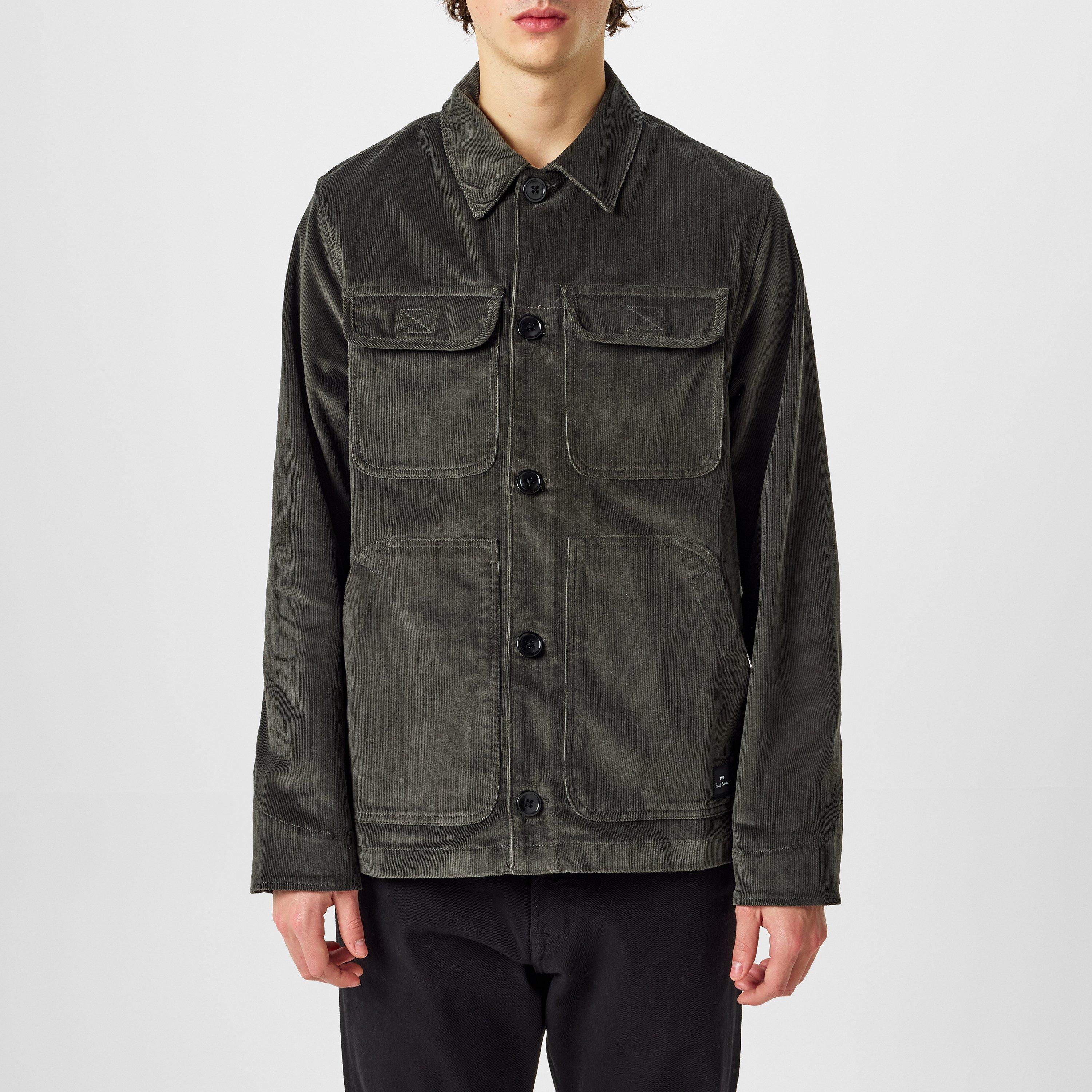Green 38 - PS Paul Smith - Men's Corduroy Shirt Jacket Organic Cotton Long Sleeve Overshirt - 1