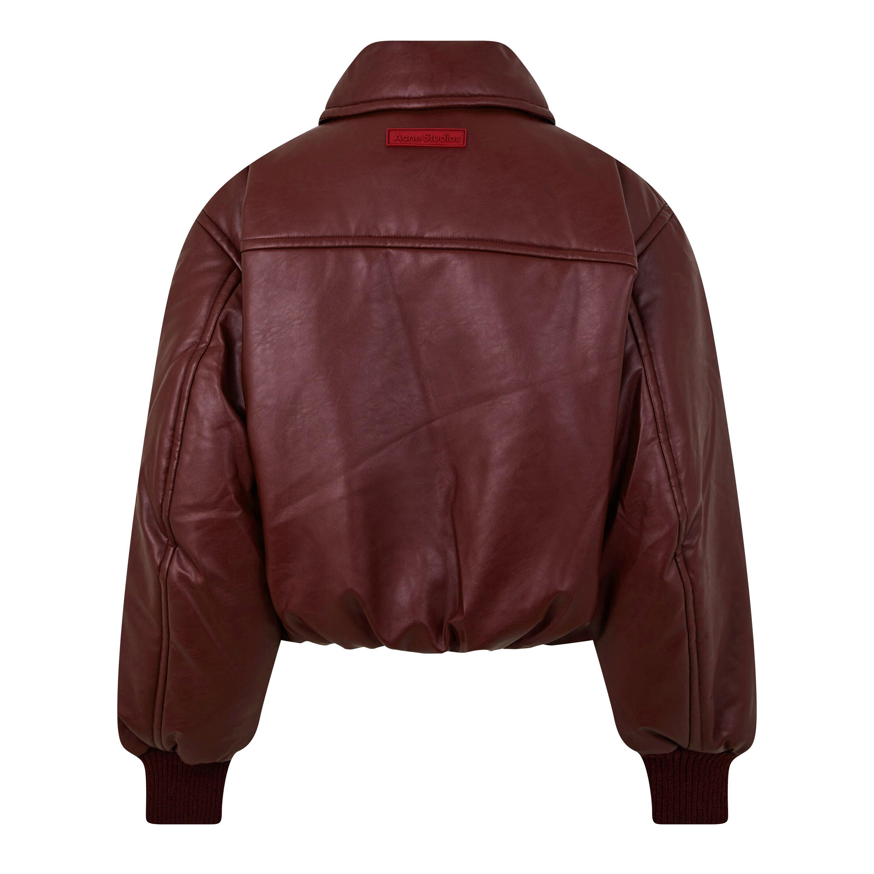 Dark Burgundy - Acne Studios - Women's Faux Leather Long Sleeve Bomber Jacket - 6