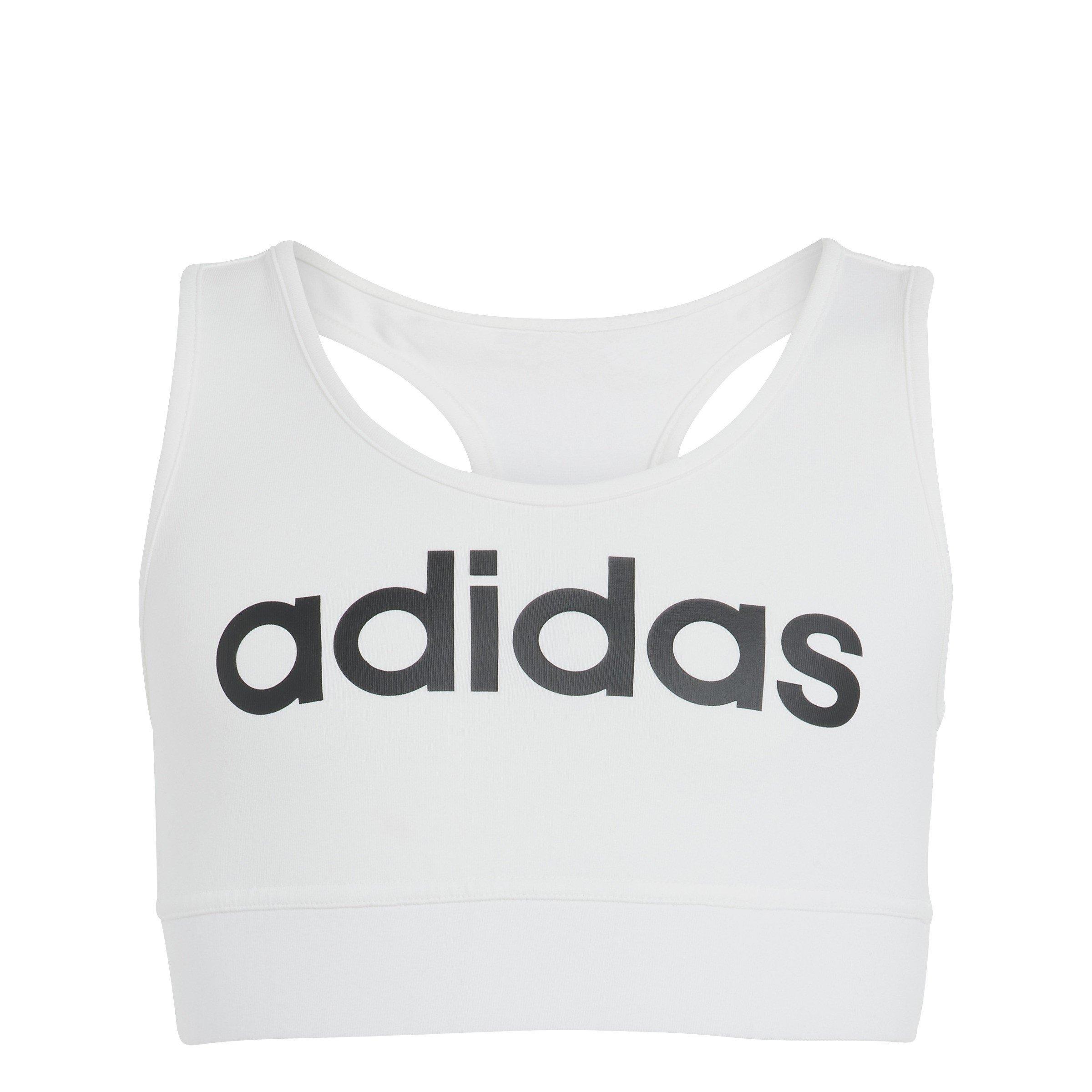 Adidas Girls Essentials Linear Bra - White/Black - 9-10 Years