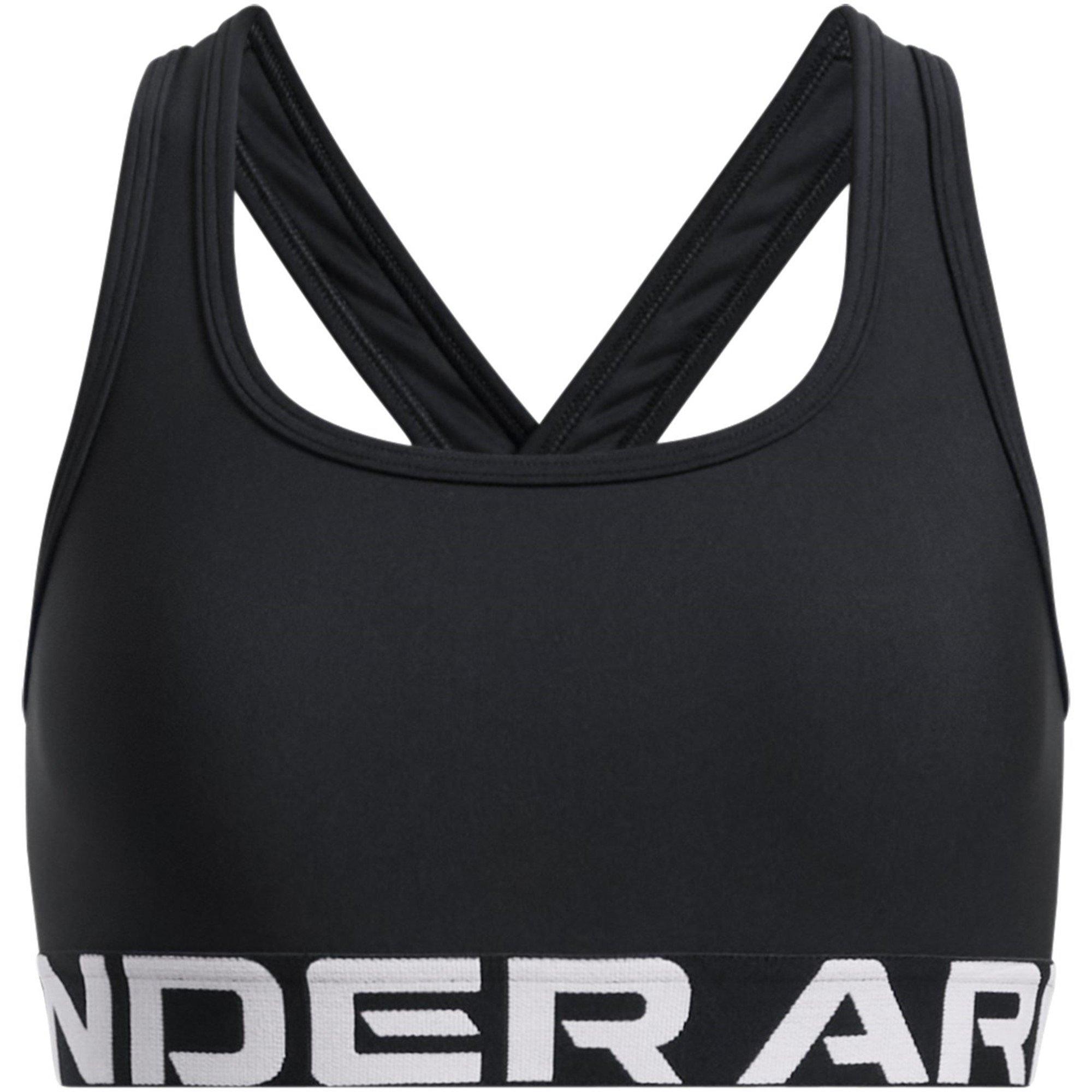 Under Armour Girls Ua Crossback Sports Bra ' - Black/White - 11 - 12 Years (L)