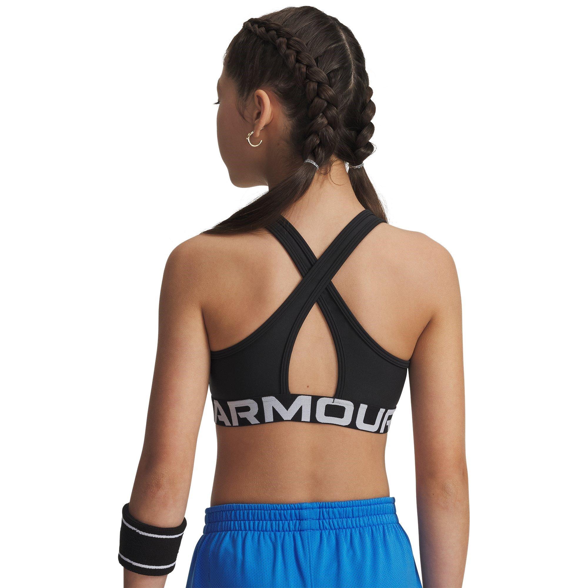Preto/Branco - Under Armour - Armour UA Crossback Sports Bra Girls' - 4
