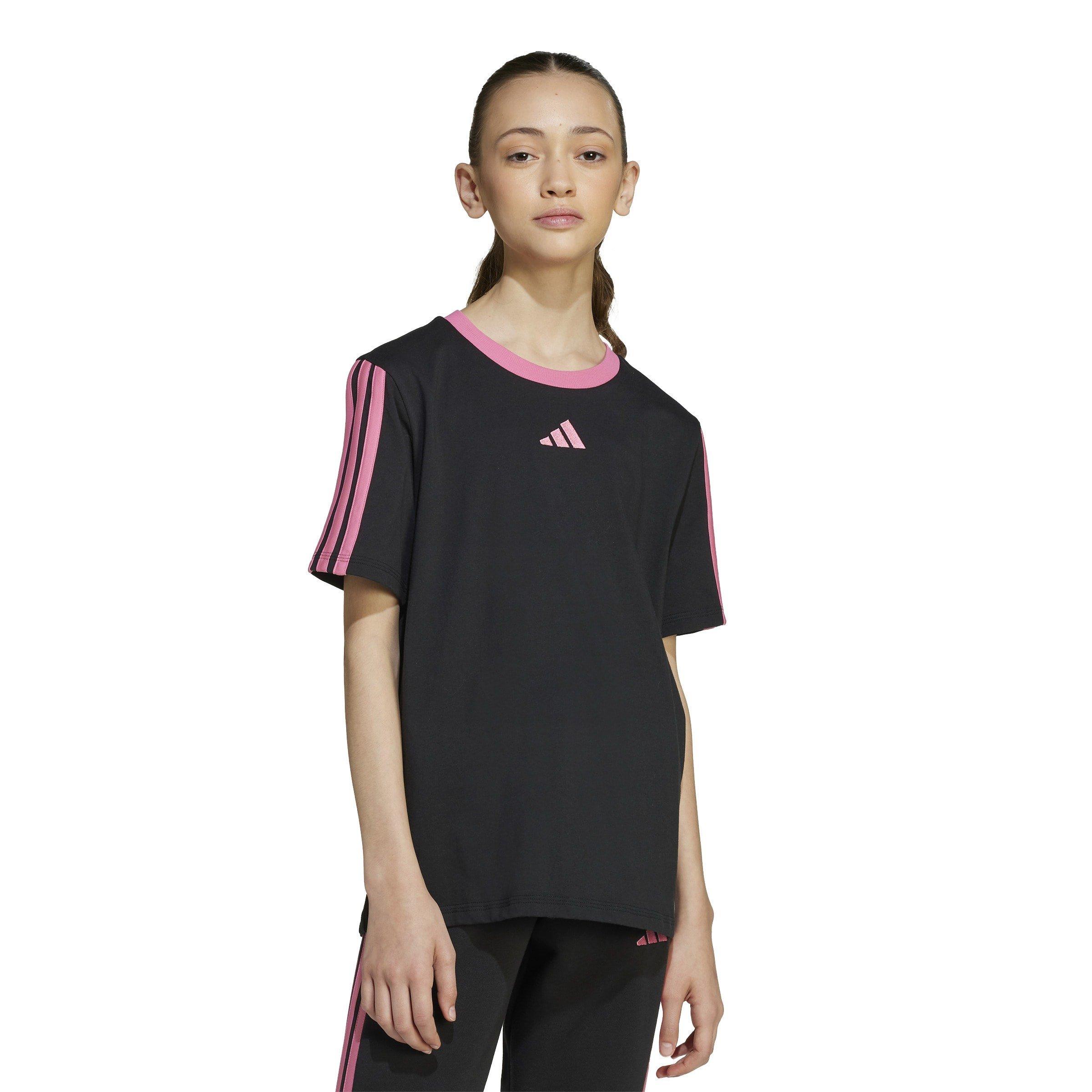 adidas 3 Stripe T Shirt Junior Girls Regulare Passform T Shirts Sports Direct