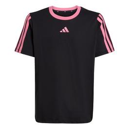 adidas Essentials 3 Stripe T Shirt Junior Girls