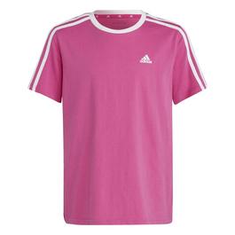 adidas Essentials 3 Stripe T-Shirt Junior Girls