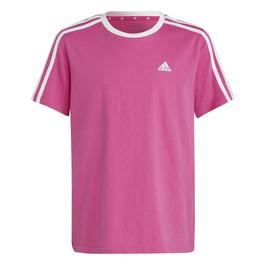 adidas Essentials 3 Stripe T Shirt Junior Girls