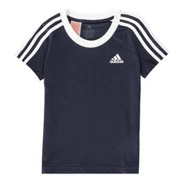 adidas Essentials 3 Stripe T Shirt Junior Girls